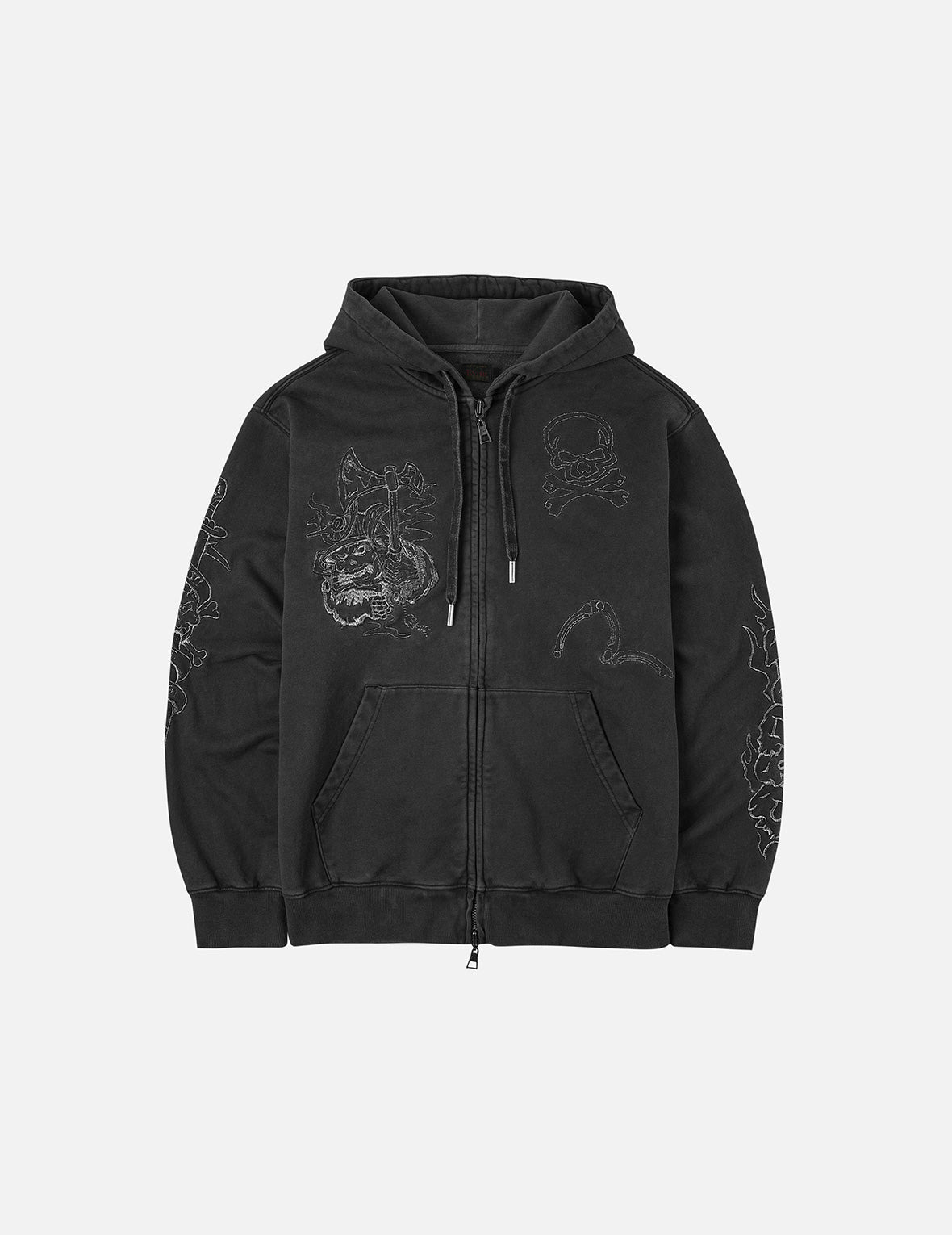 Tattoo Styles Embroidery Oversized Hoodie Jacket - 3