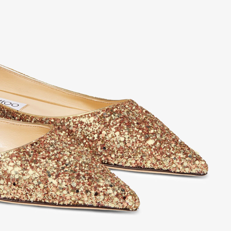 Love Flat Gold Coarse Glitter Fabric Flats 3