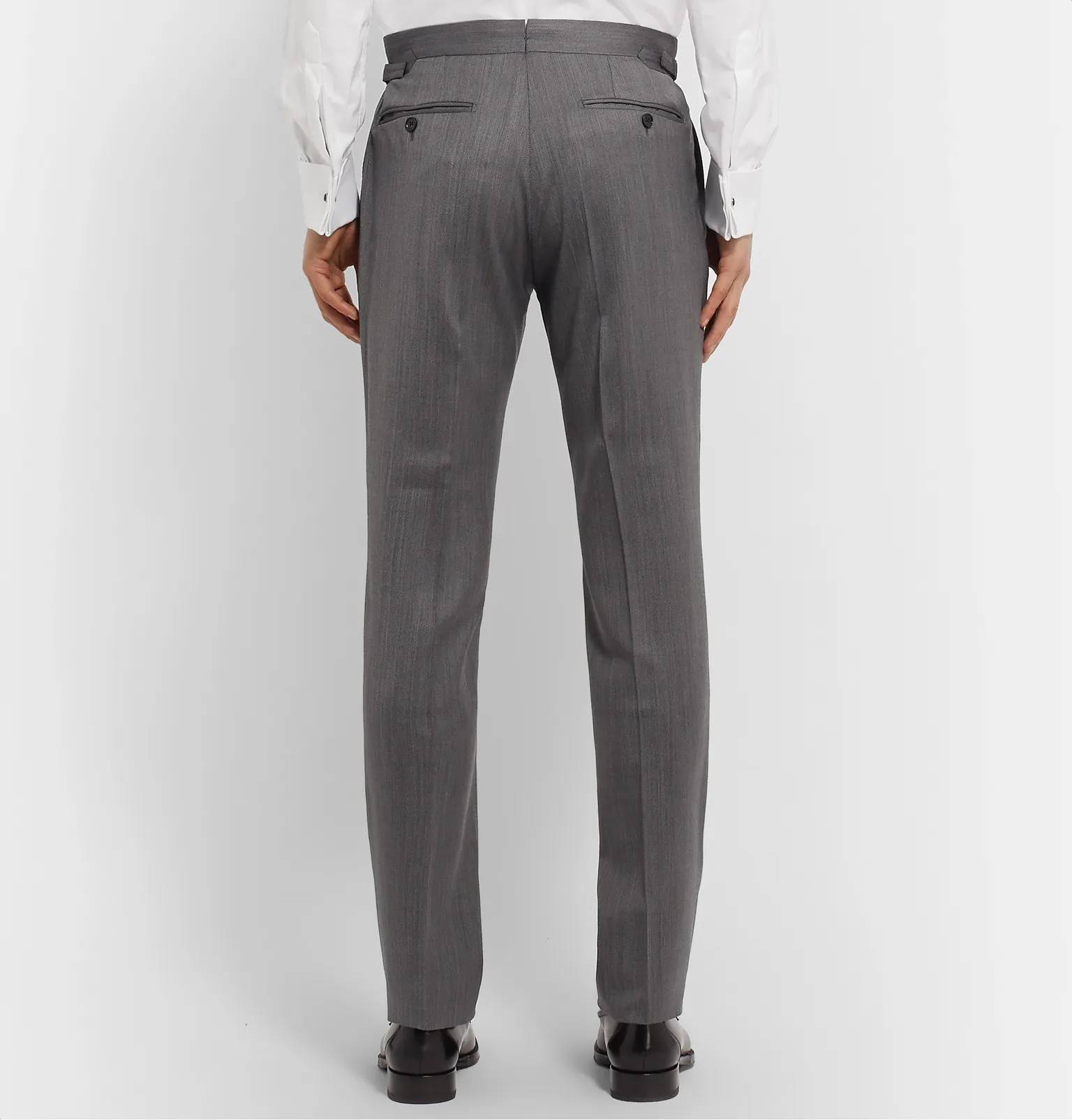 Slim-Fit Herringbone Wool and Silk-Blend Suit Trousers - 5