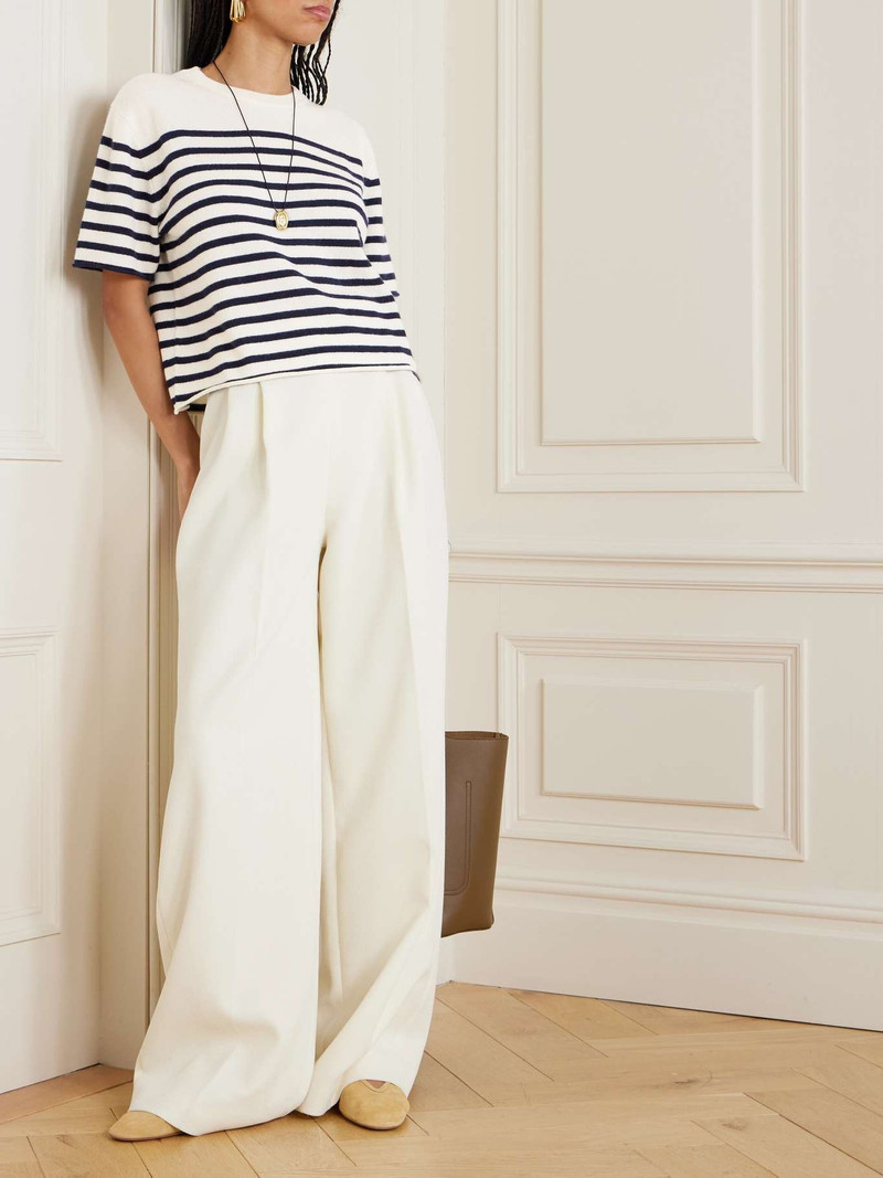 LISA YANG Cila striped cashmere T-shirt Cream outlook