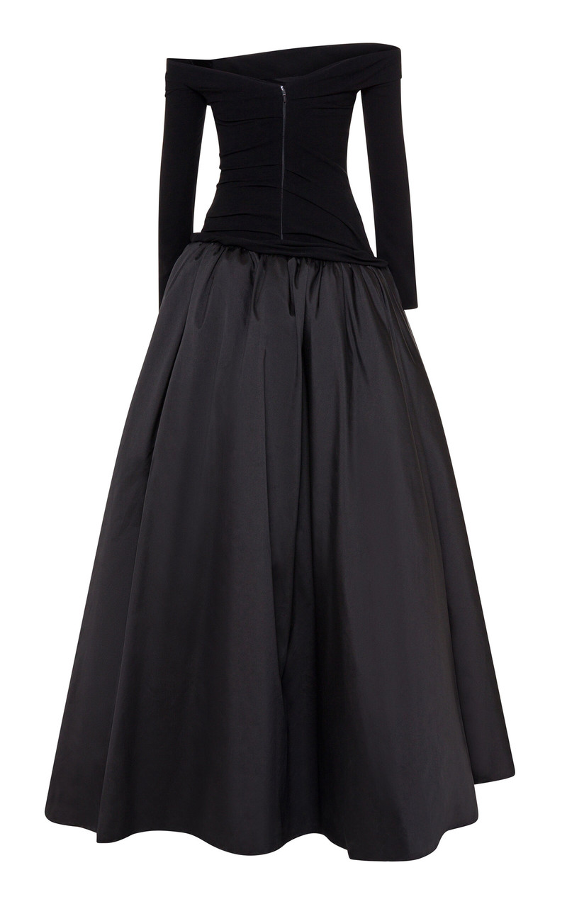 Off-The-Shoulder Crepe & Taffeta Gown black 3