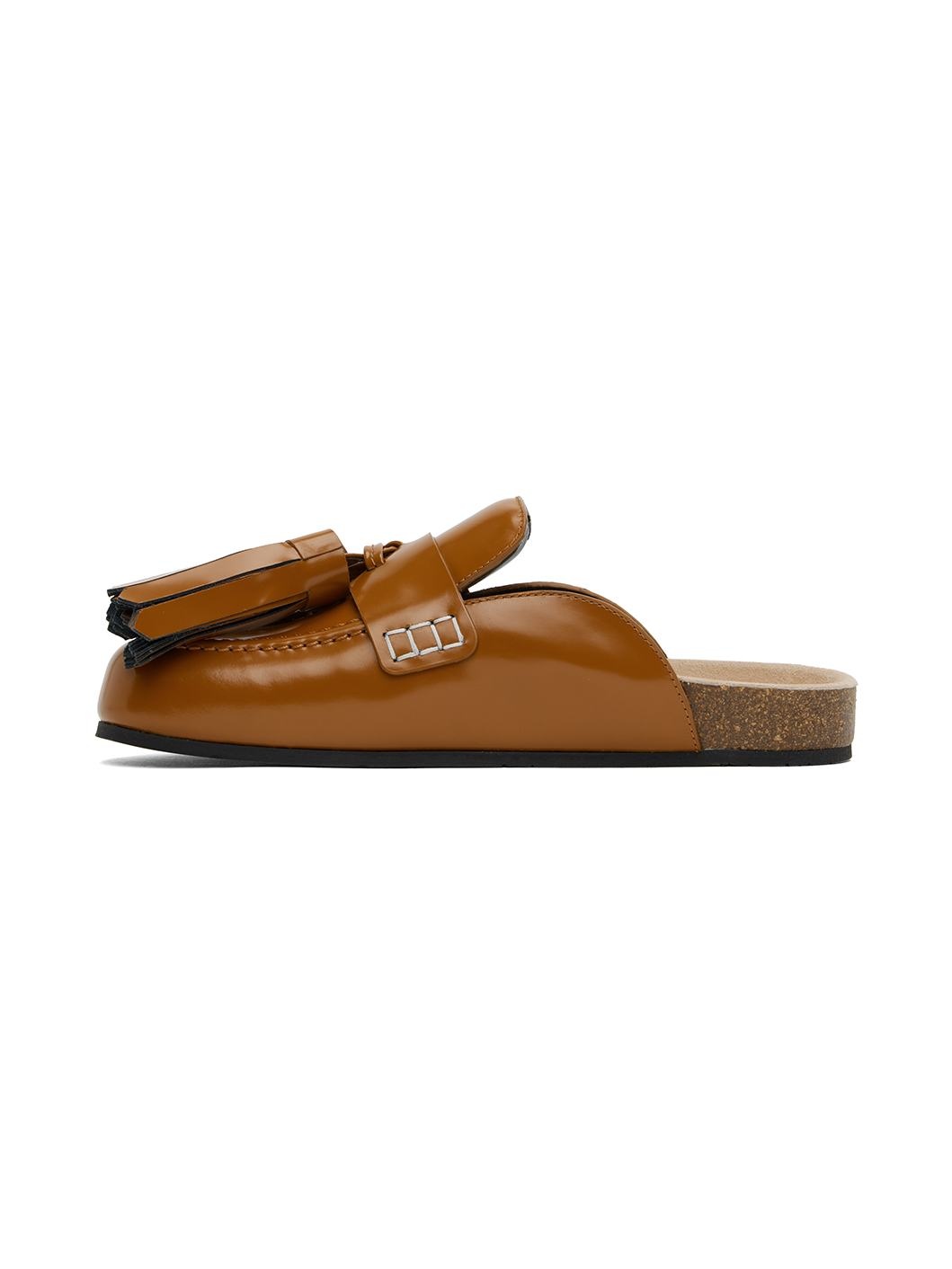 Tan Tassel Leather Loafers - 3