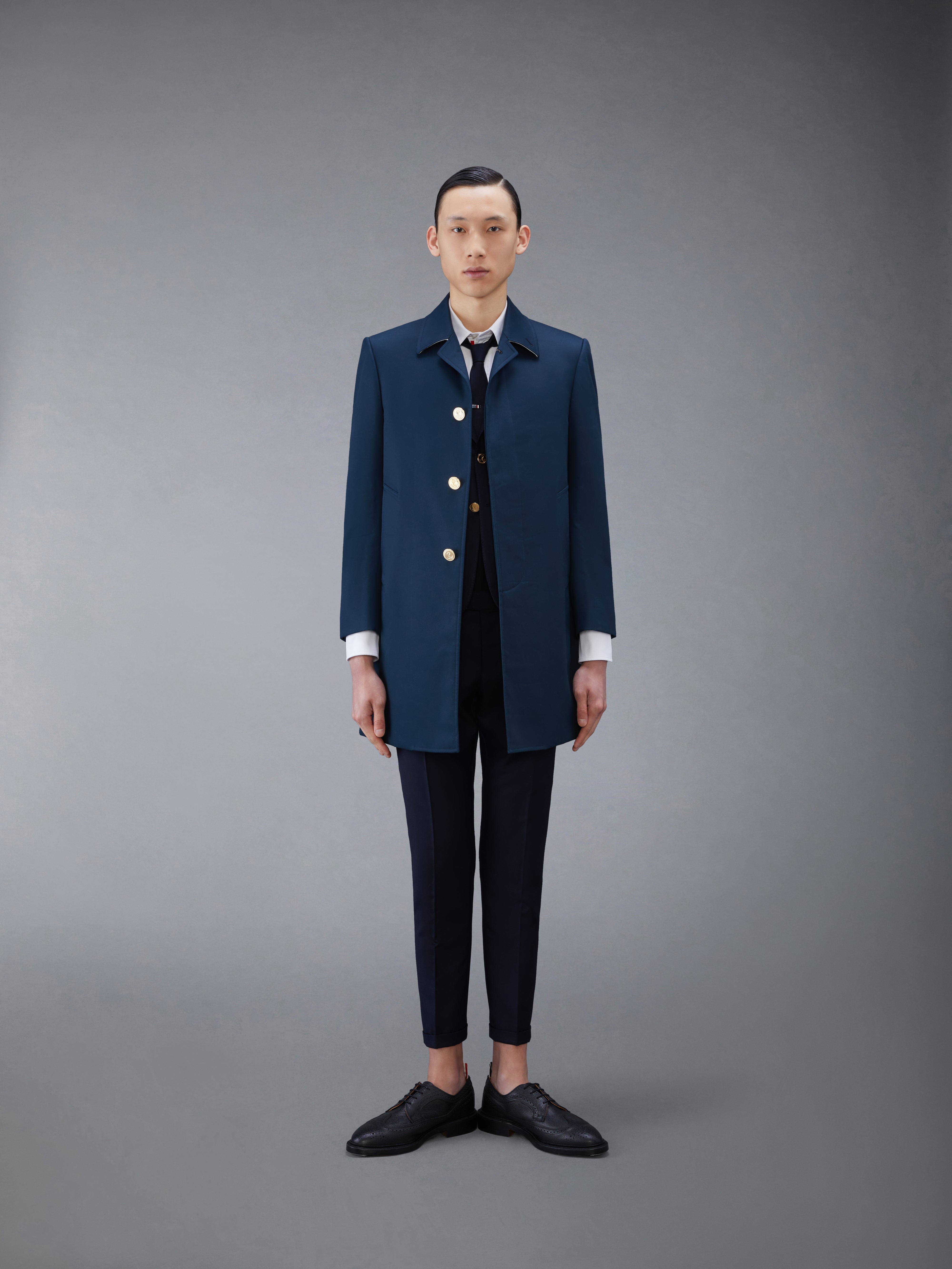 Navy Mackintosh Bal Collar Classic Overcoat - 3