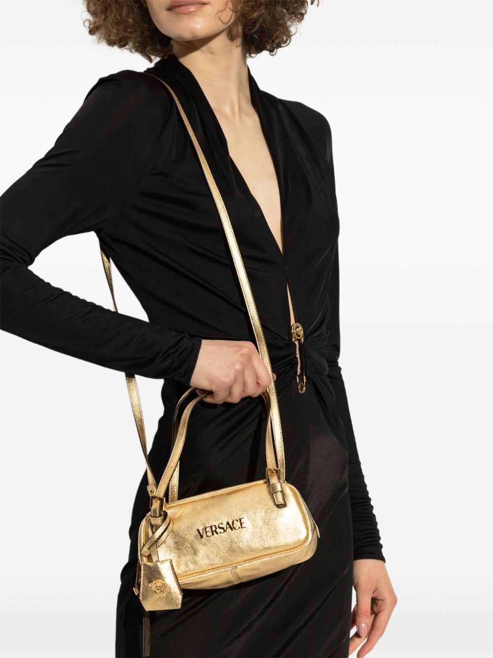 metallic leather shoulder bag - 2