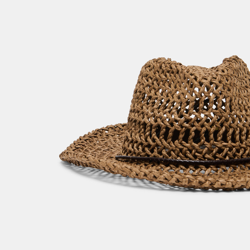 THICK WEAVE COWBOY HAT DARK BROWN 3