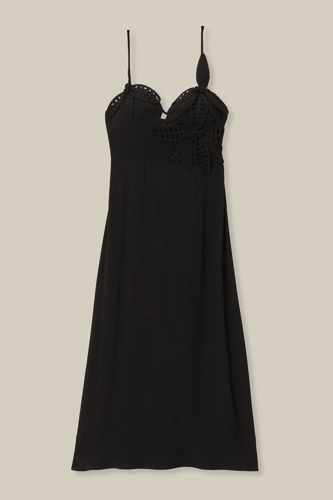 Black Flowered Bust Midi Dress - 6