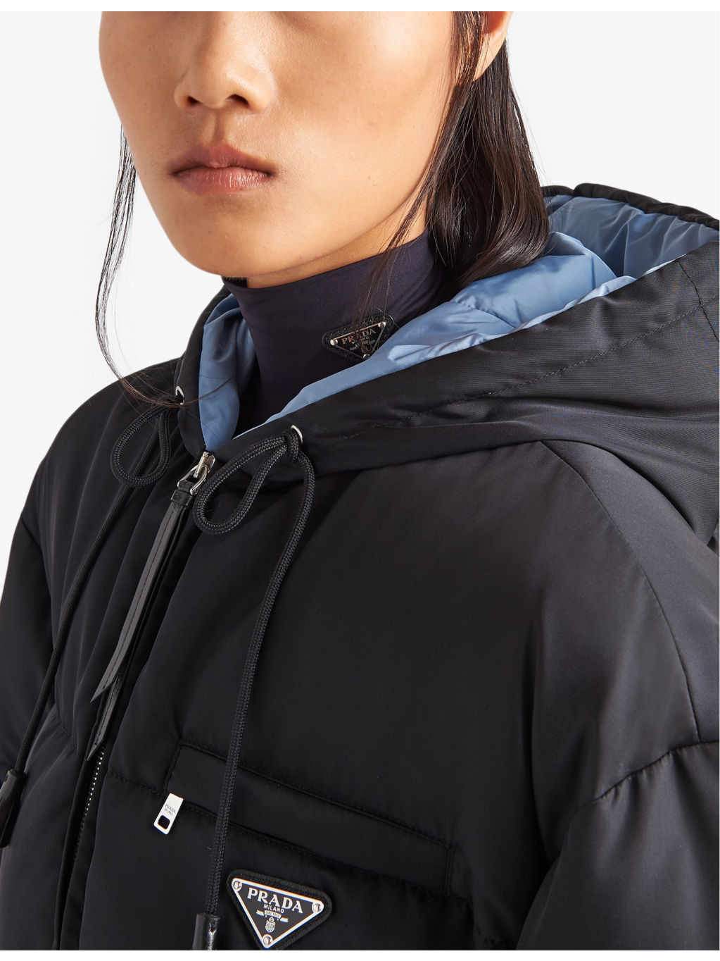 Re-Nylon brand-plaque recycled shell-down jacket - 5
