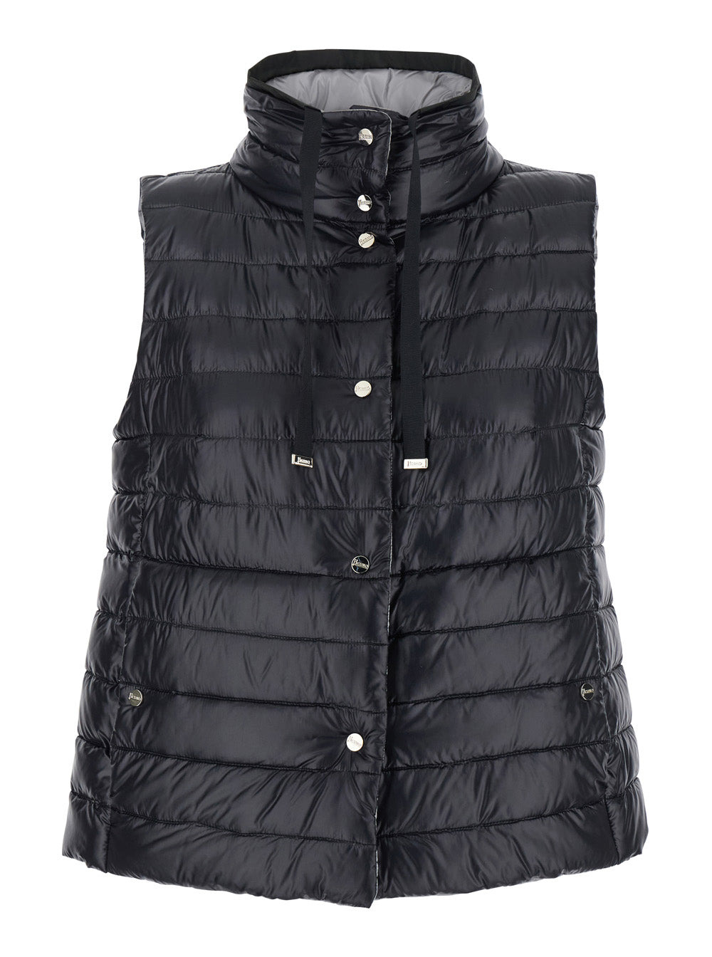 Herno Women Black Reversible Sleeveless Vest With High Drawstring Neck In Tech Fabric Woman - 1