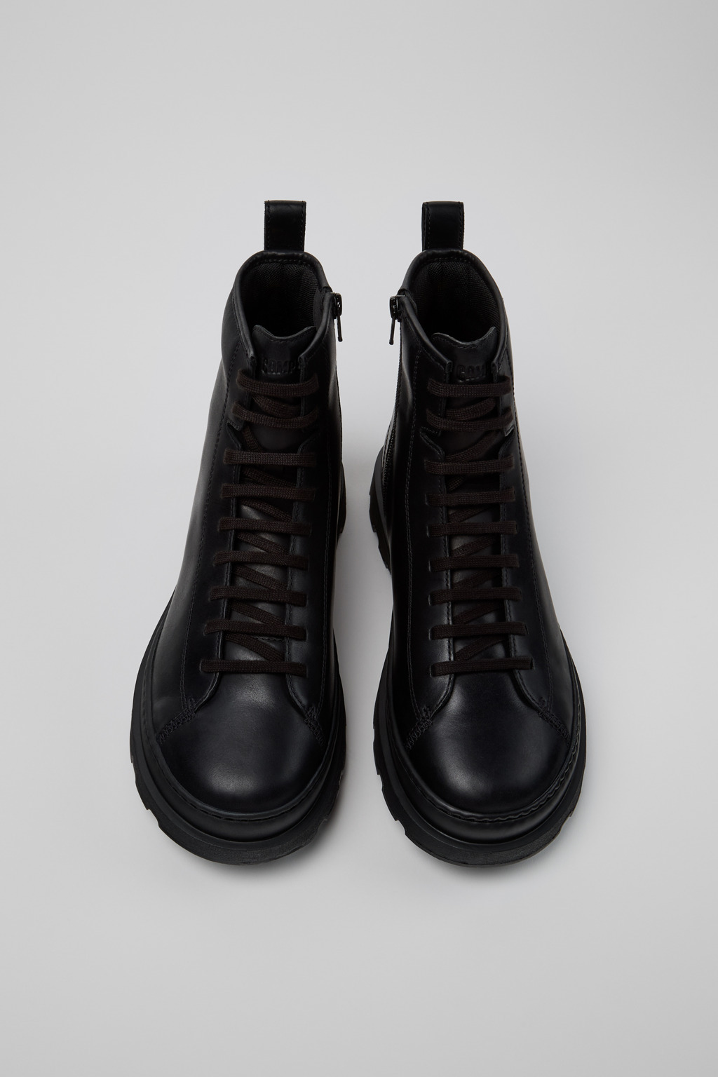 Black Leather Mid Boots for Men. - 4