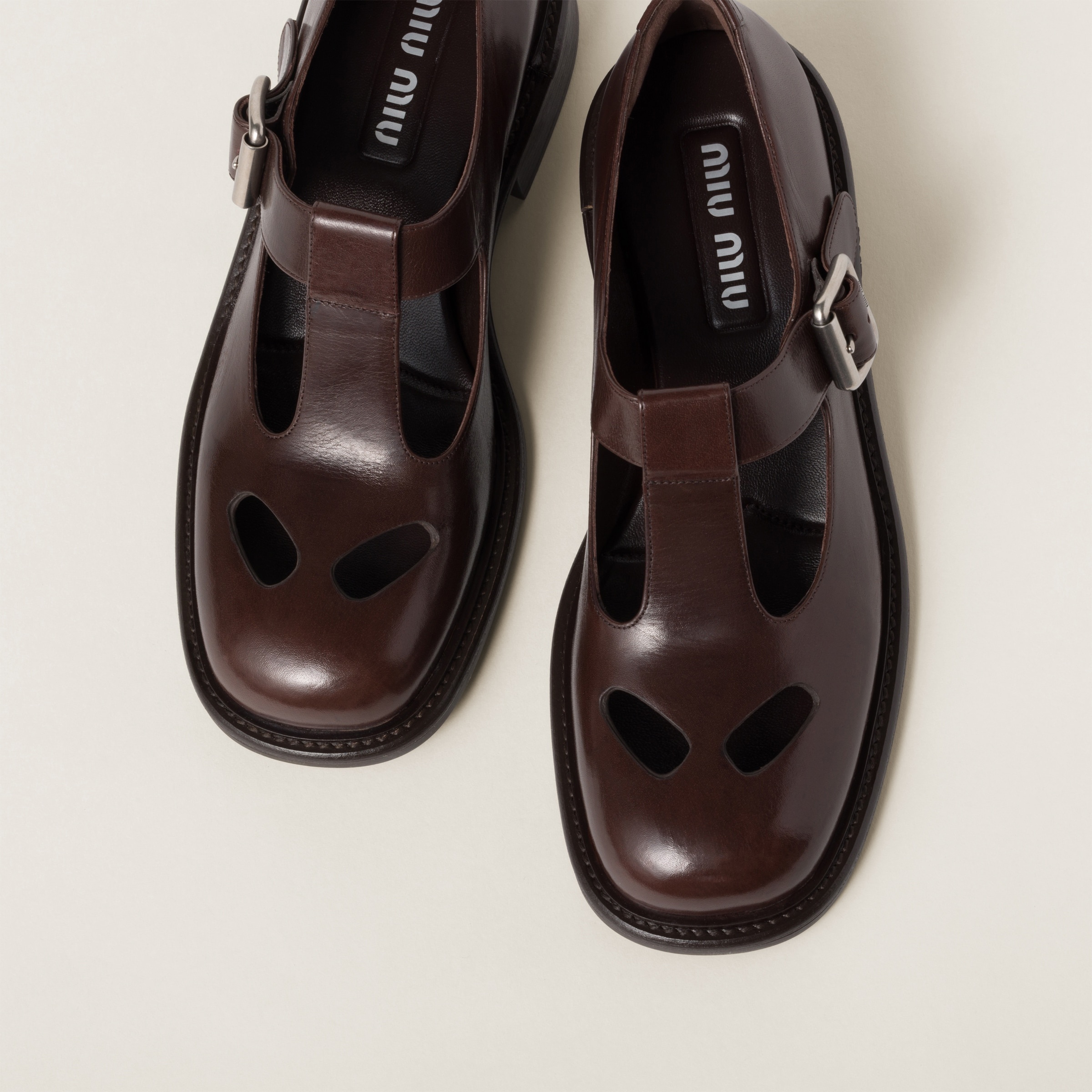 Leather T-bar shoes - 4