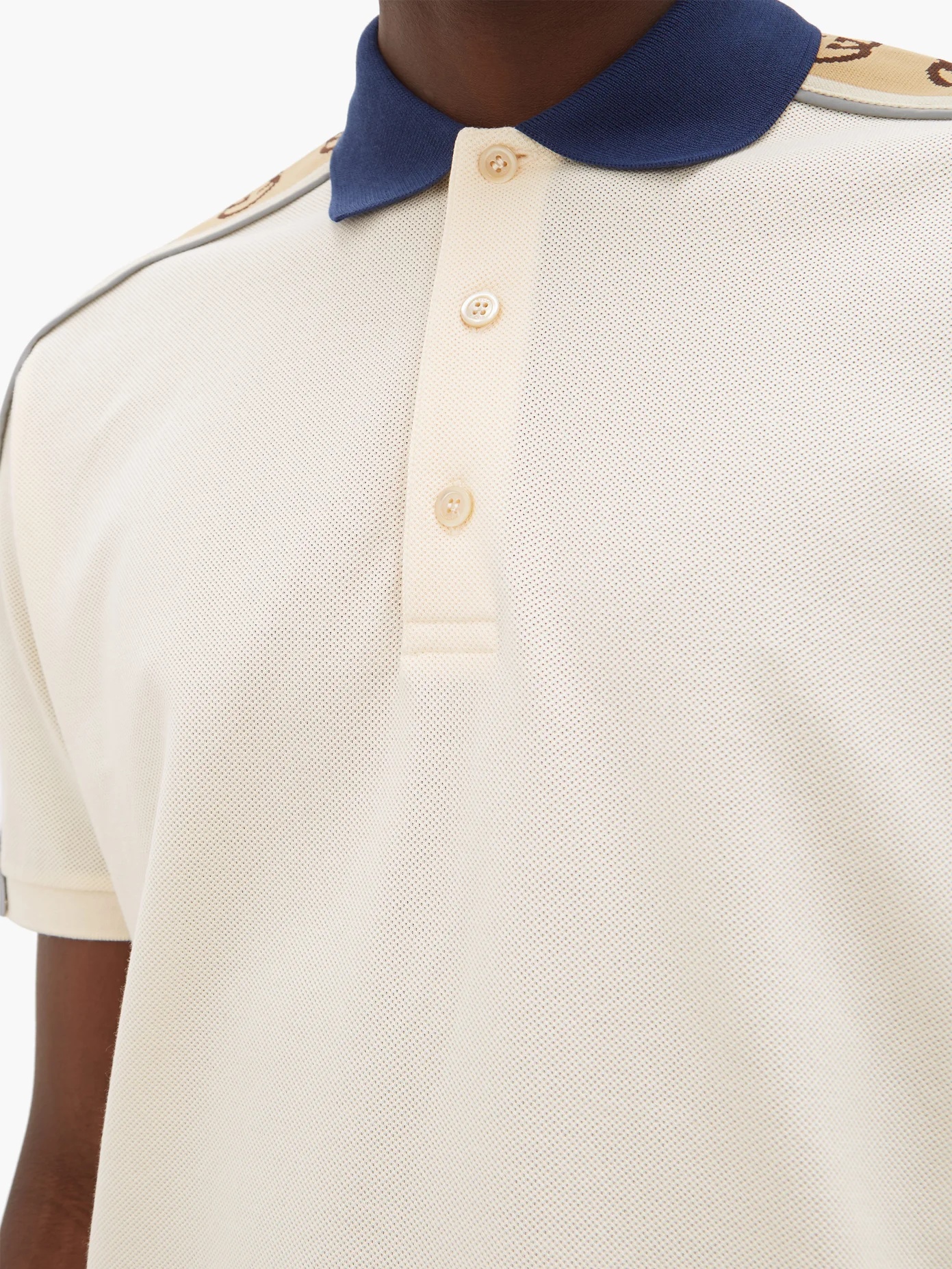 Logo-tape stretch-cotton piqué polo shirt - 4