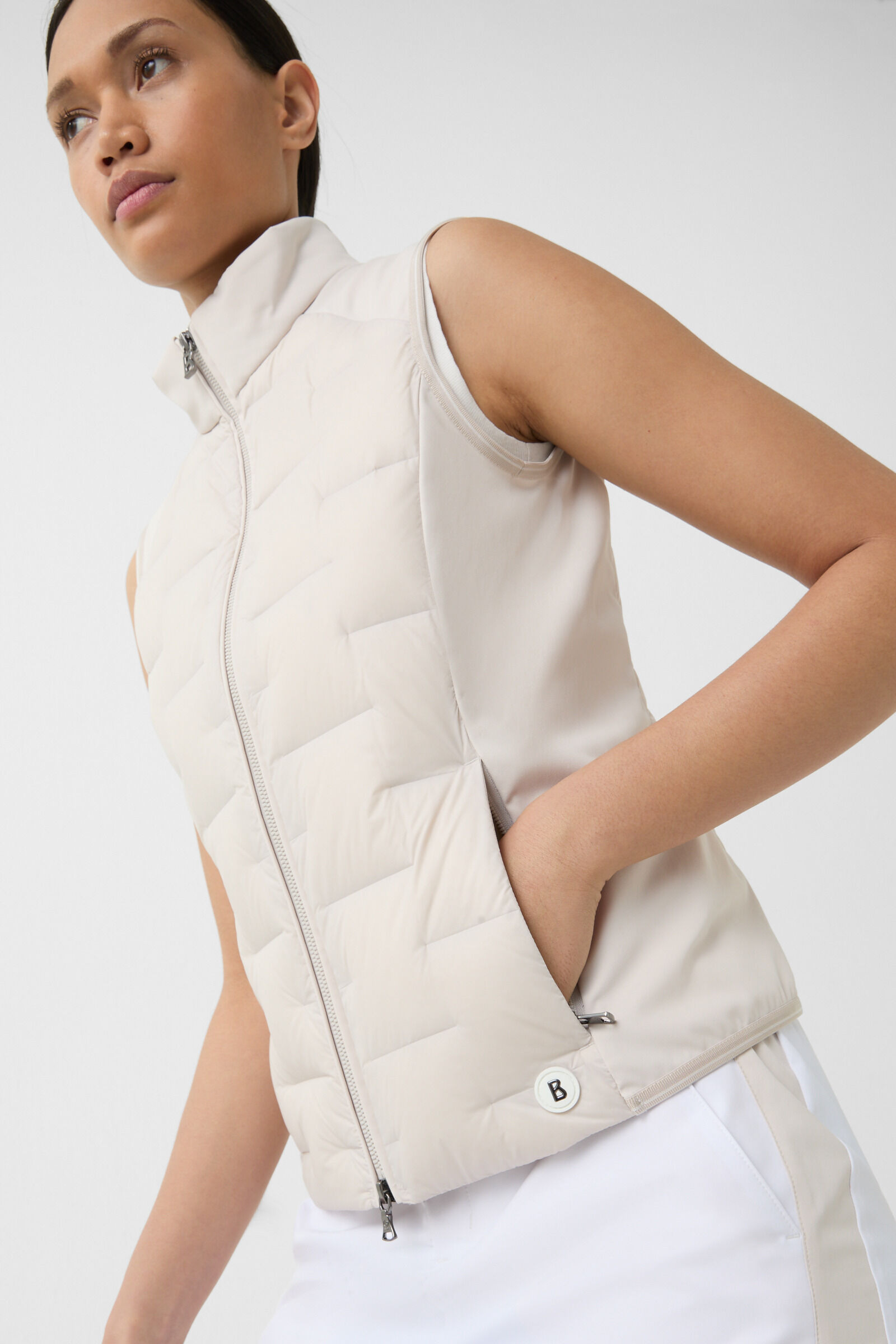 Lorina lightweight down vest in Sand - 6