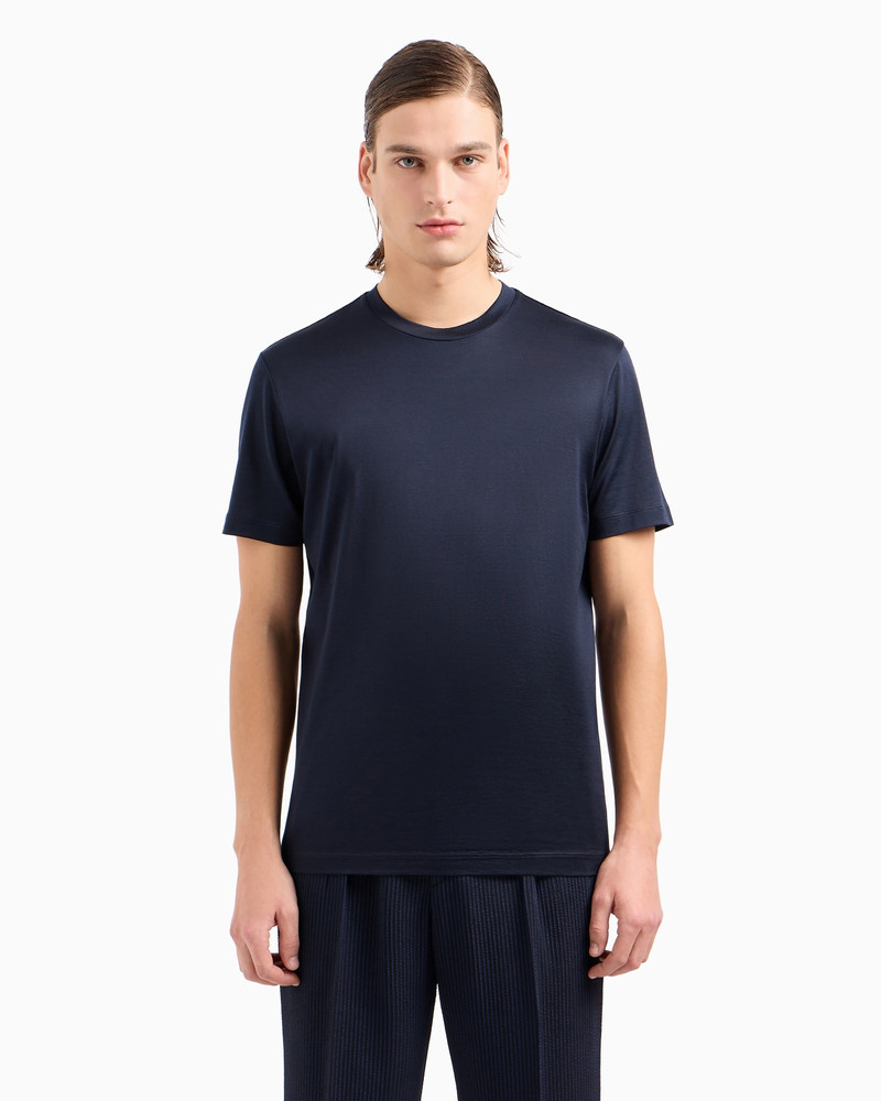 GIORGIO ARMANI Plain-knit jersey T-shirt in a silk-and-cotton blend outlook