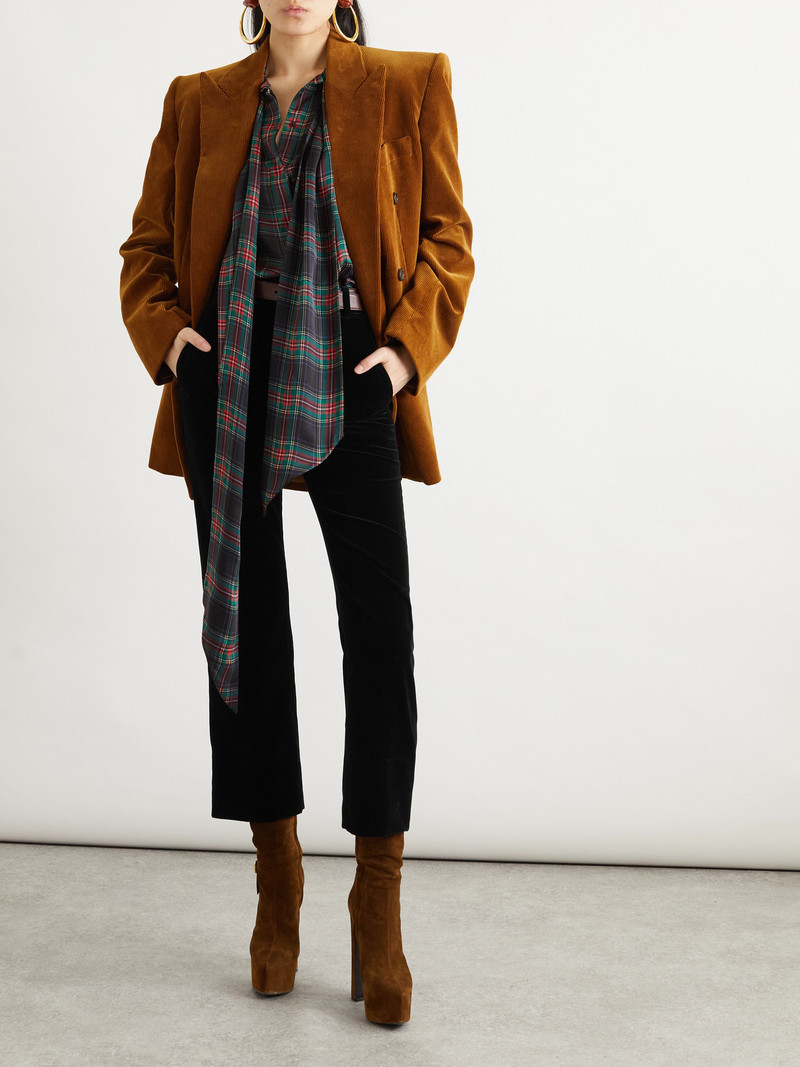 SAINT LAURENT Cotton-velvet Cropped Slim-leg Pants outlook