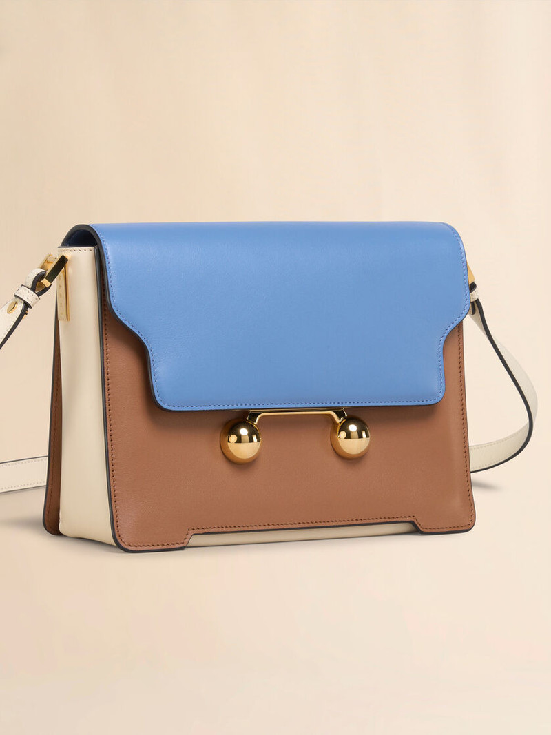 LIGHT BLUE, LIGHT BROWN E WHITE LEATHER TRUNKAROO MEDIUM 슬림 가방 4