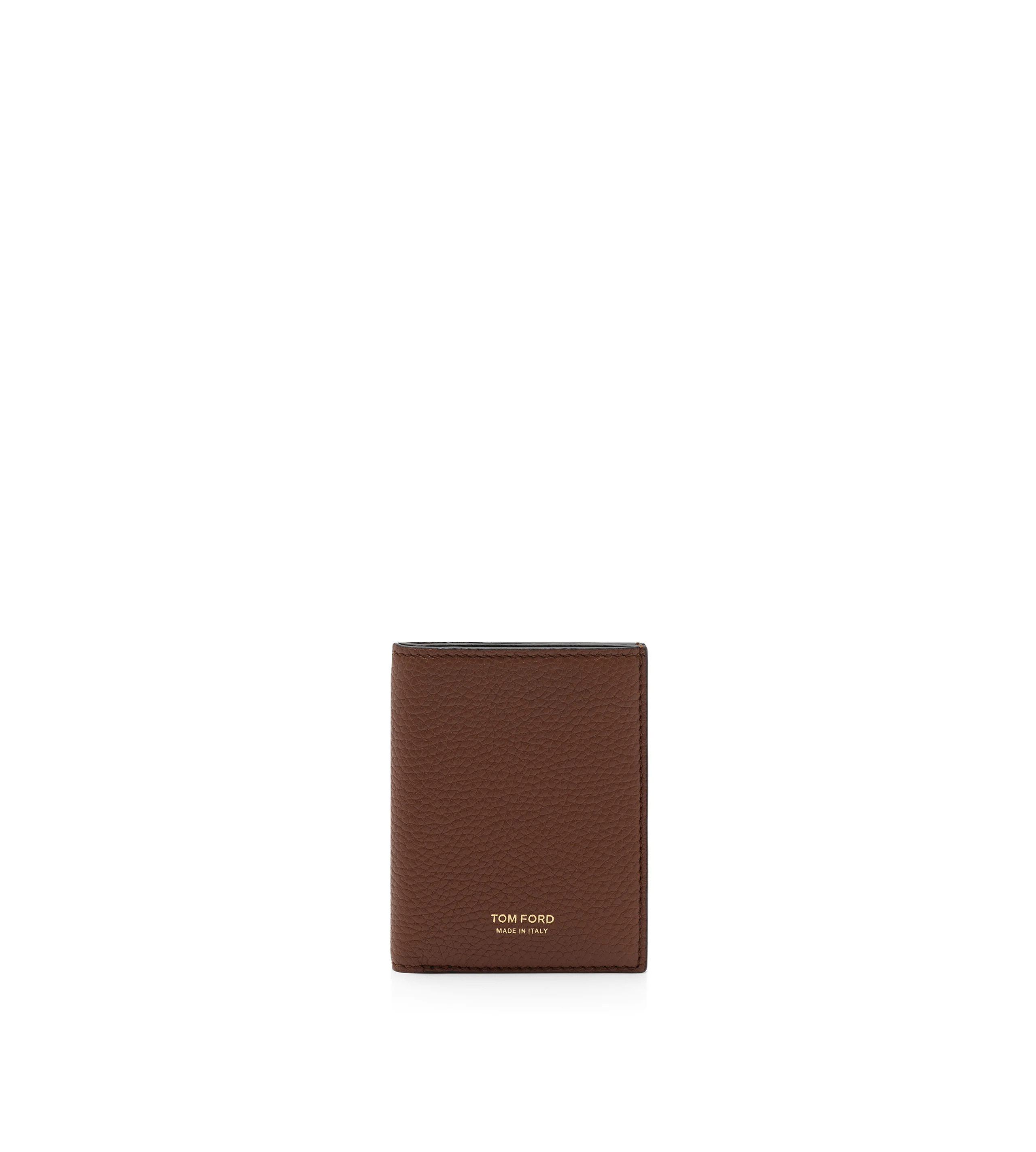 GRAIN LEATHER FOLDING CARDHOLDER - 1