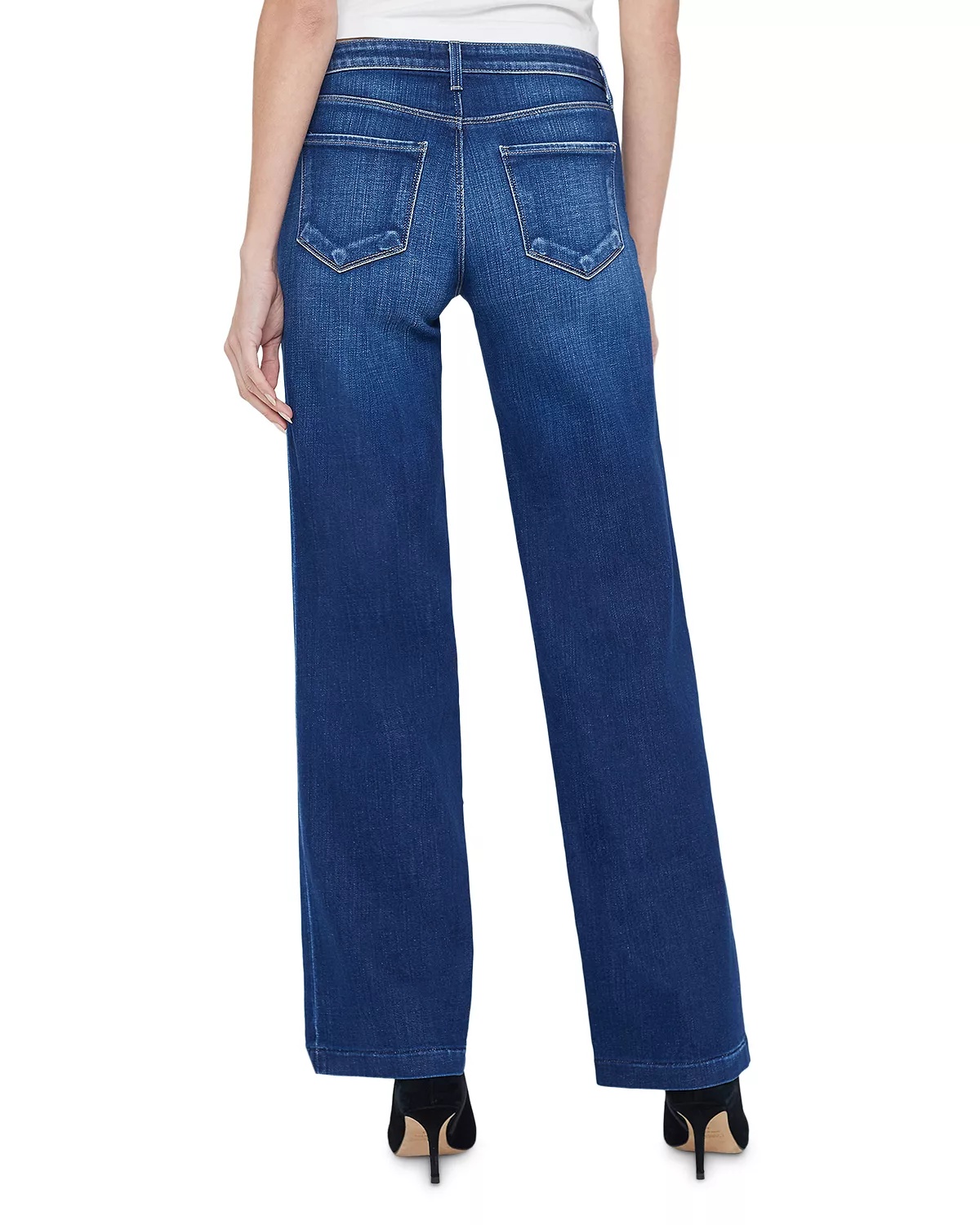 Joanne Mid Rise Wide Leg Jeans in Haven - 7