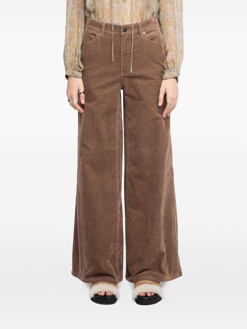 logo-patch wide-leg trousers - 3