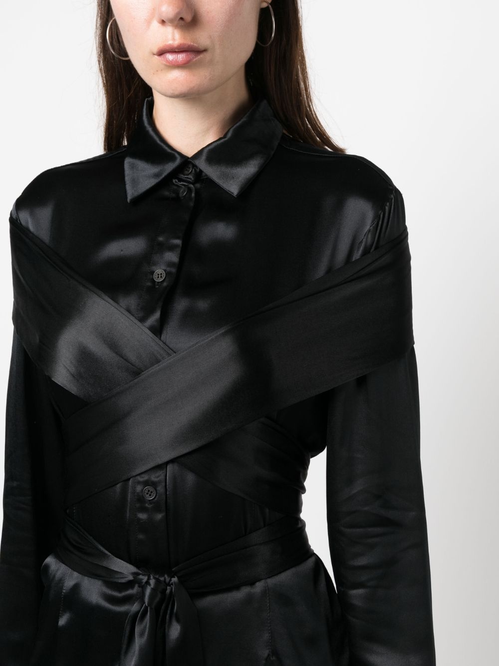 wraparound-strap satin shirt - 5