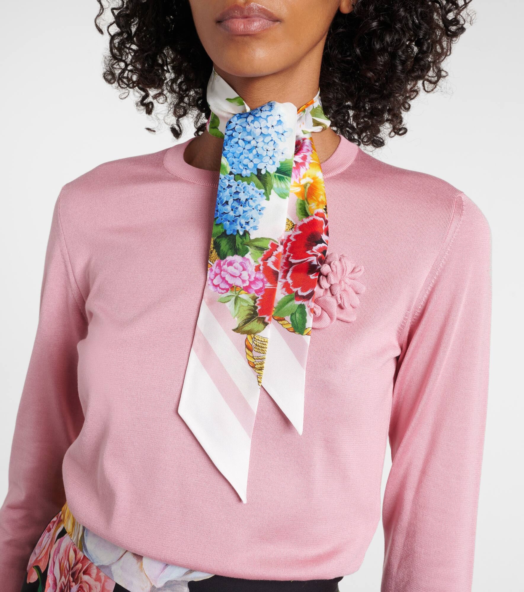 Floral silk twill scarf - 2