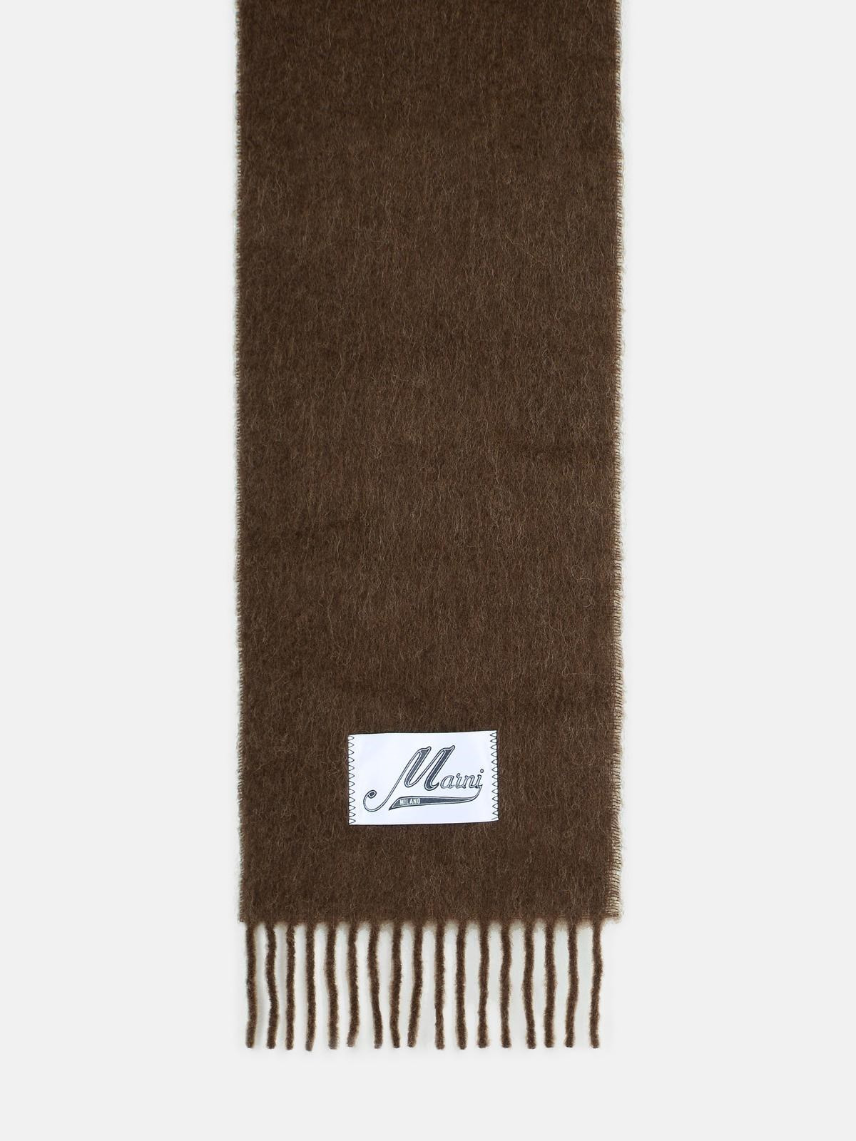 BROWN ALPACA BLEND SCARF - 1