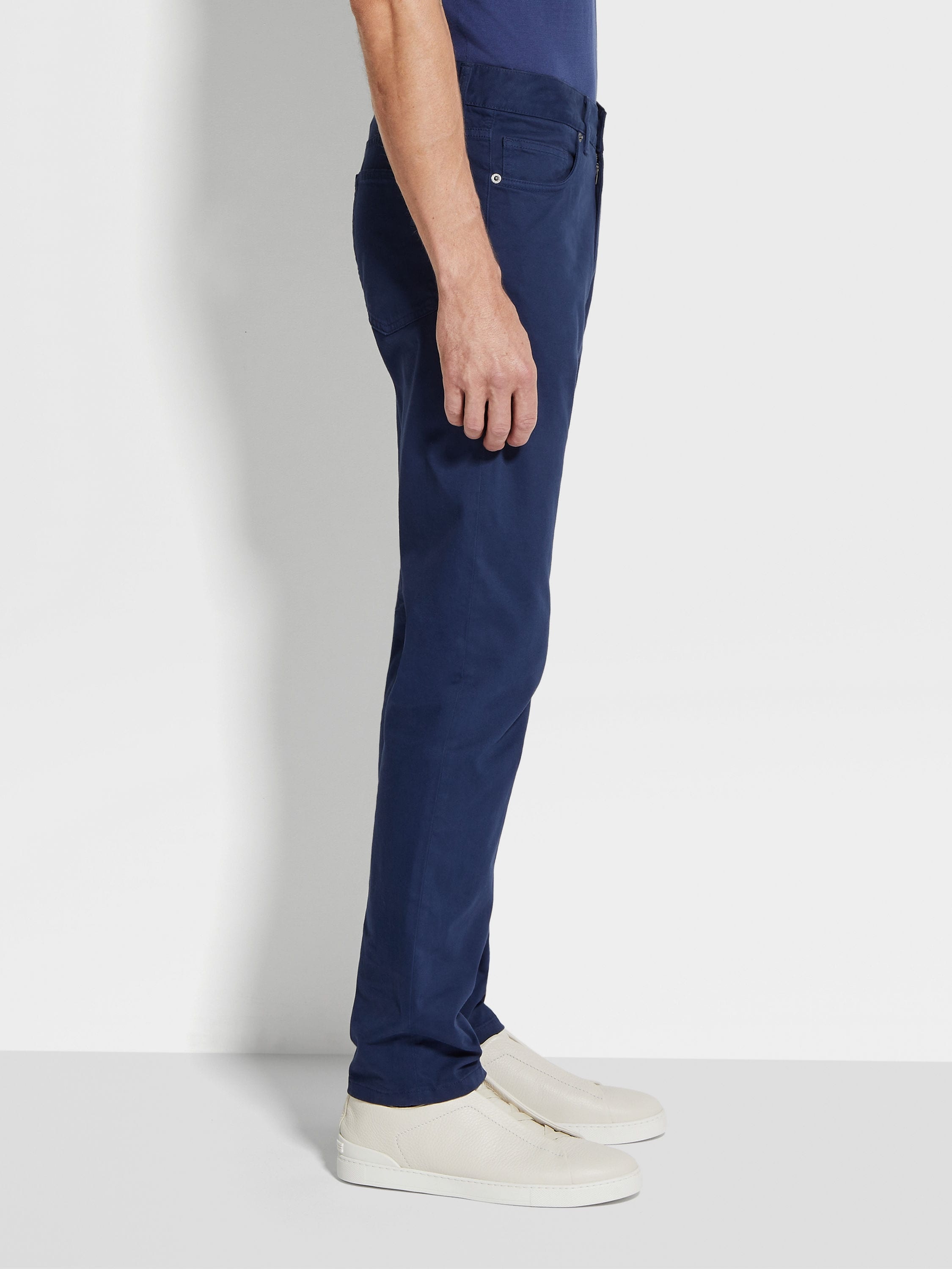 UTILITY BLUE STRETCH COTTON ROCCIA JEANS - 3