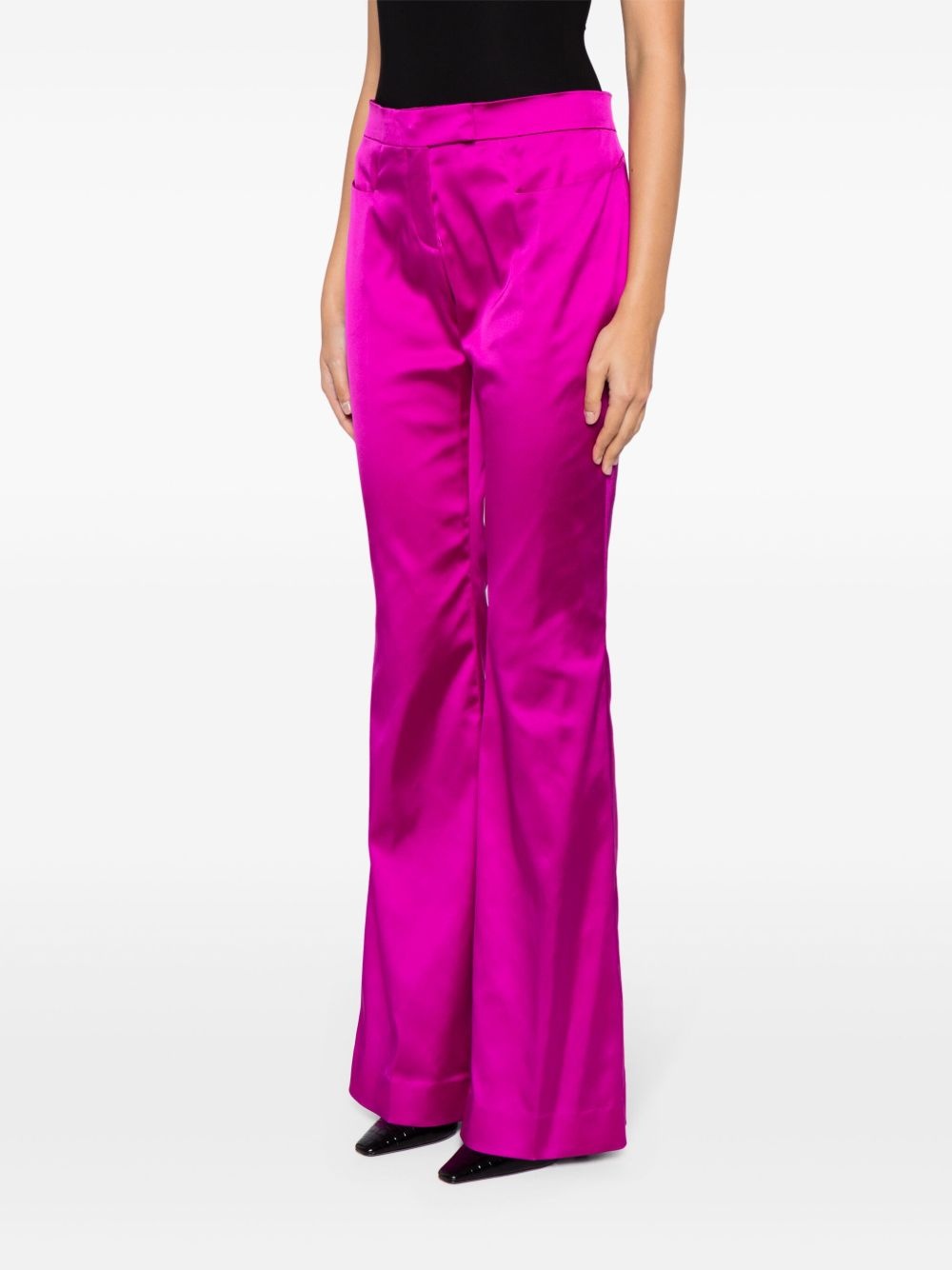 flared satin trousers - 3
