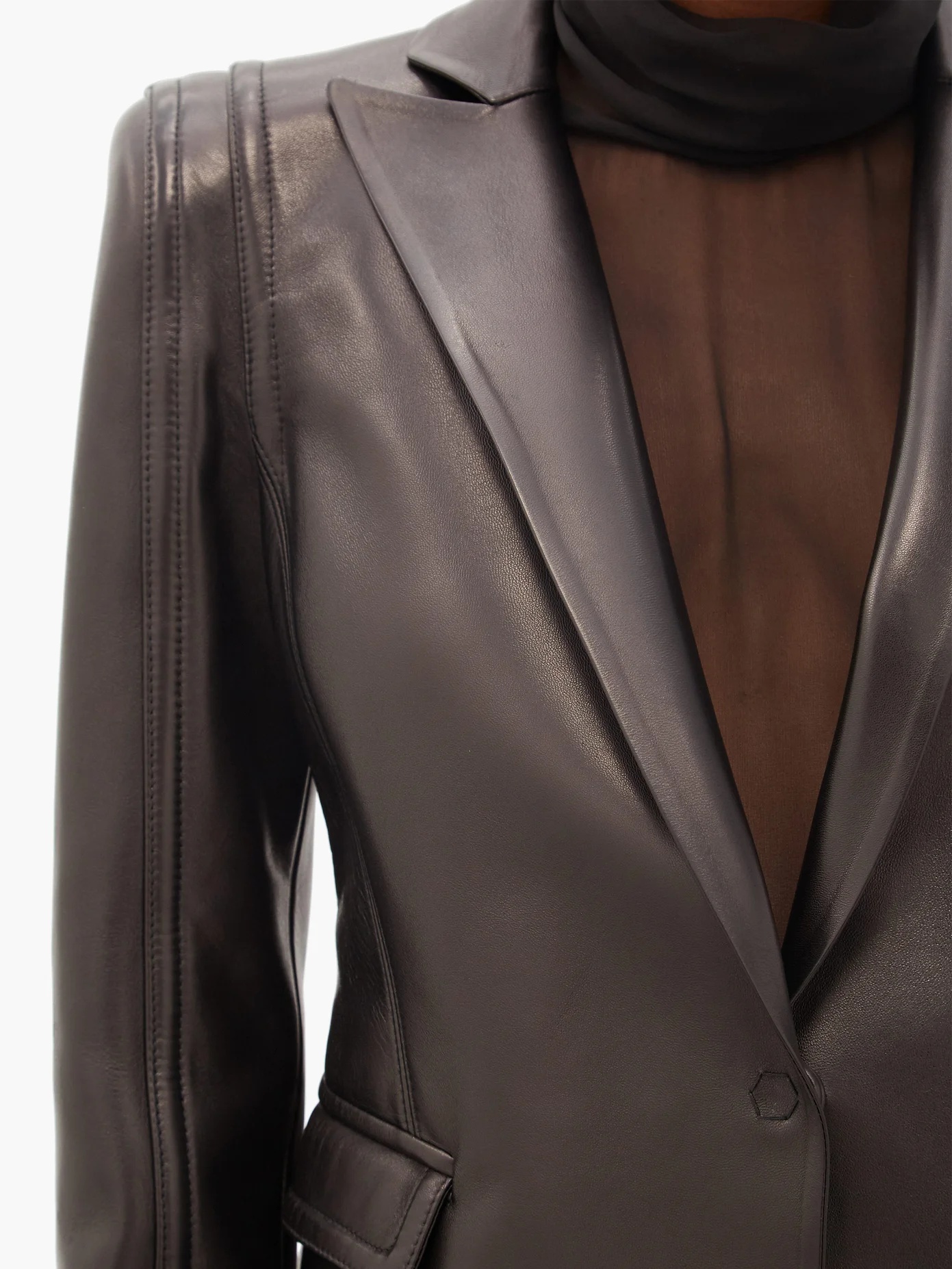 Tailored single-breasted leather jacket - 4