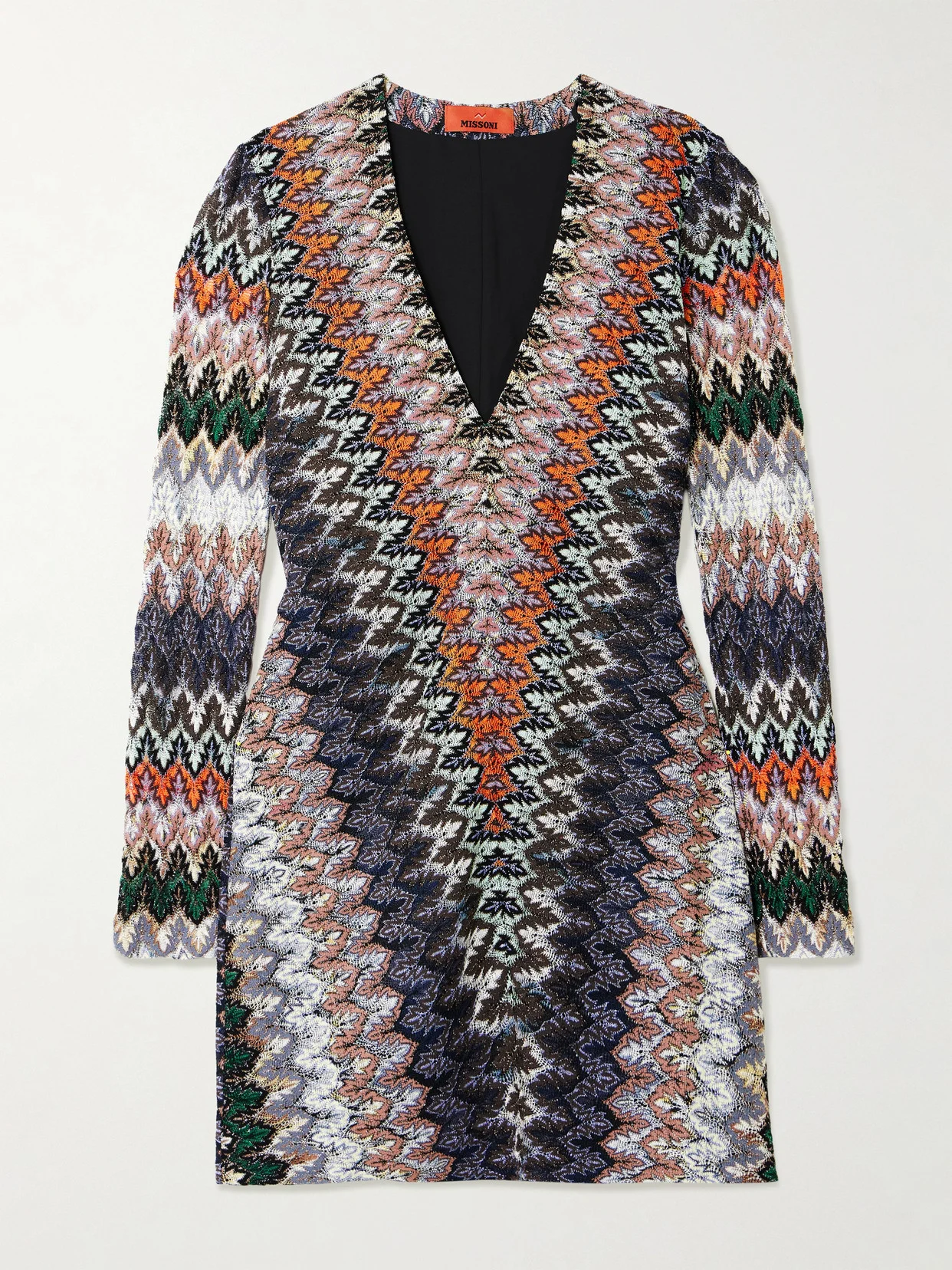 Striped Metallic Crochet-knit Mini Dress - 1