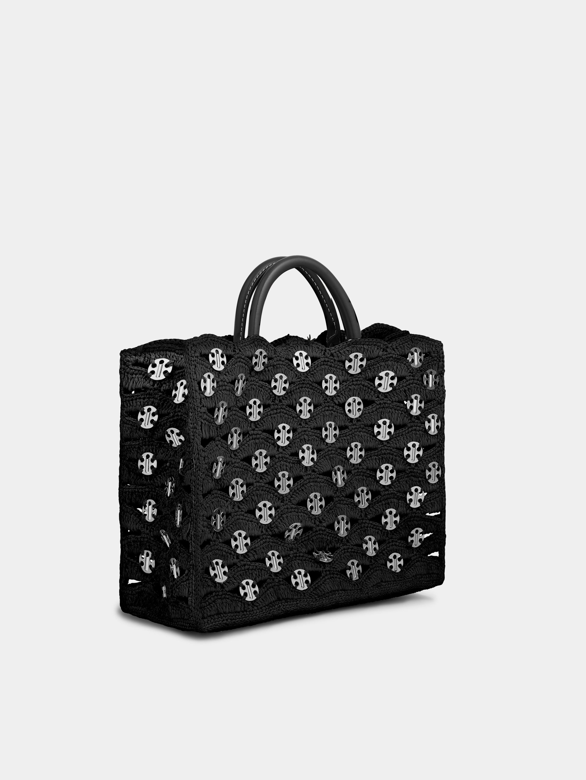 BLACK TOTE BAG IN RAFFIA - 2