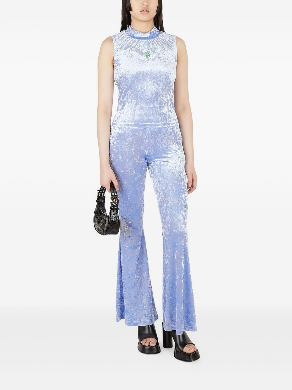 crushed-velvet flared trousers - 2