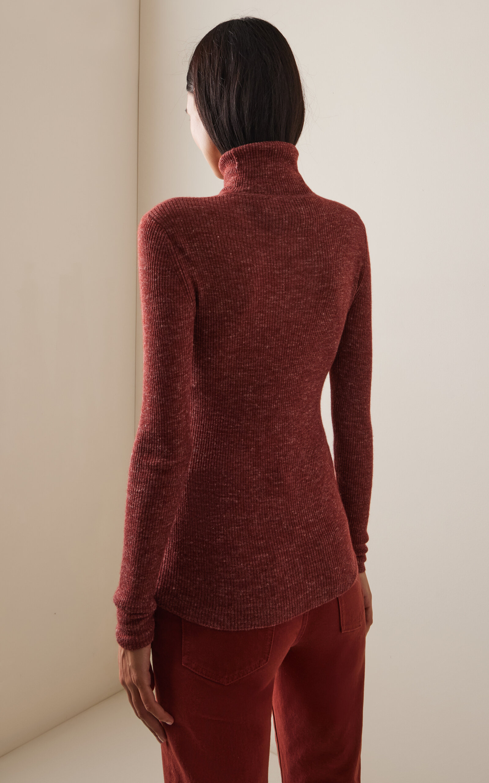 Aldona Cashmere, Silk and Hemp Turtleneck Top burgundy - 4