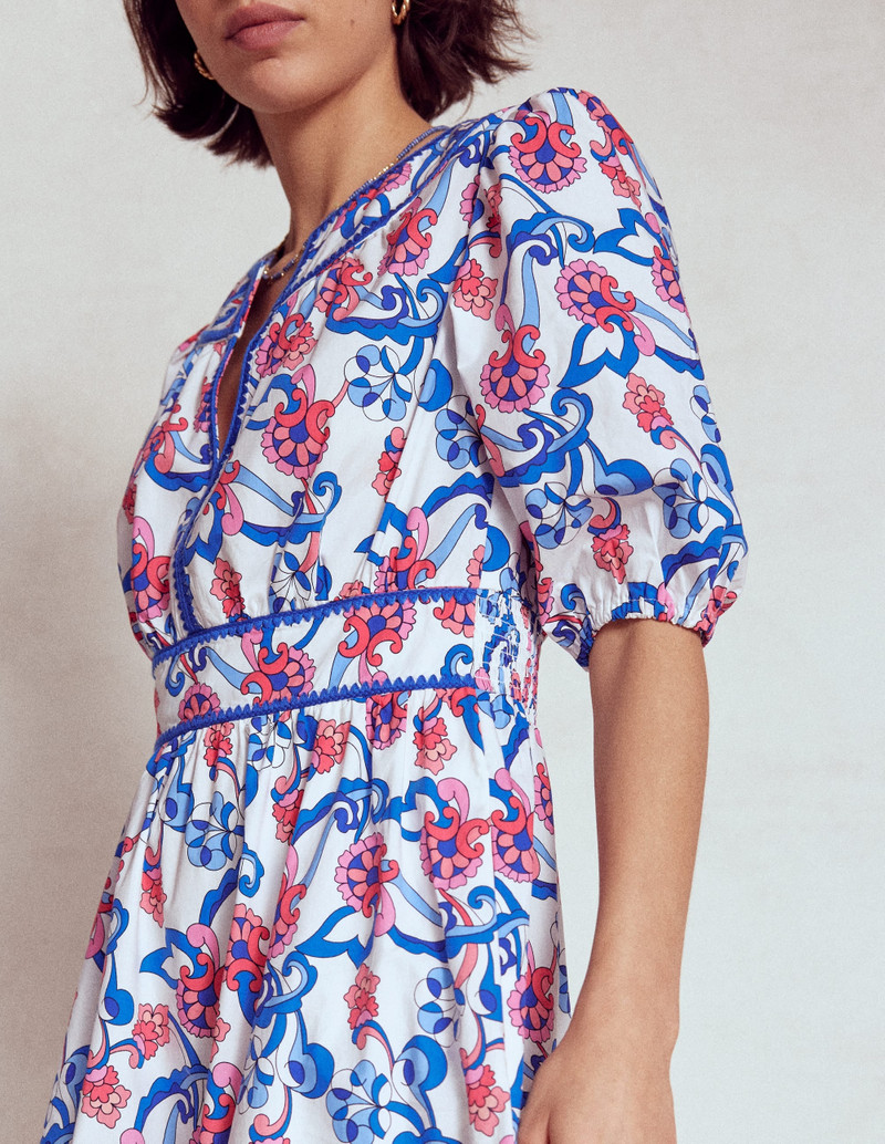 Rhea Embroidered Midi Dress-Ivory, Foliage Trail 4