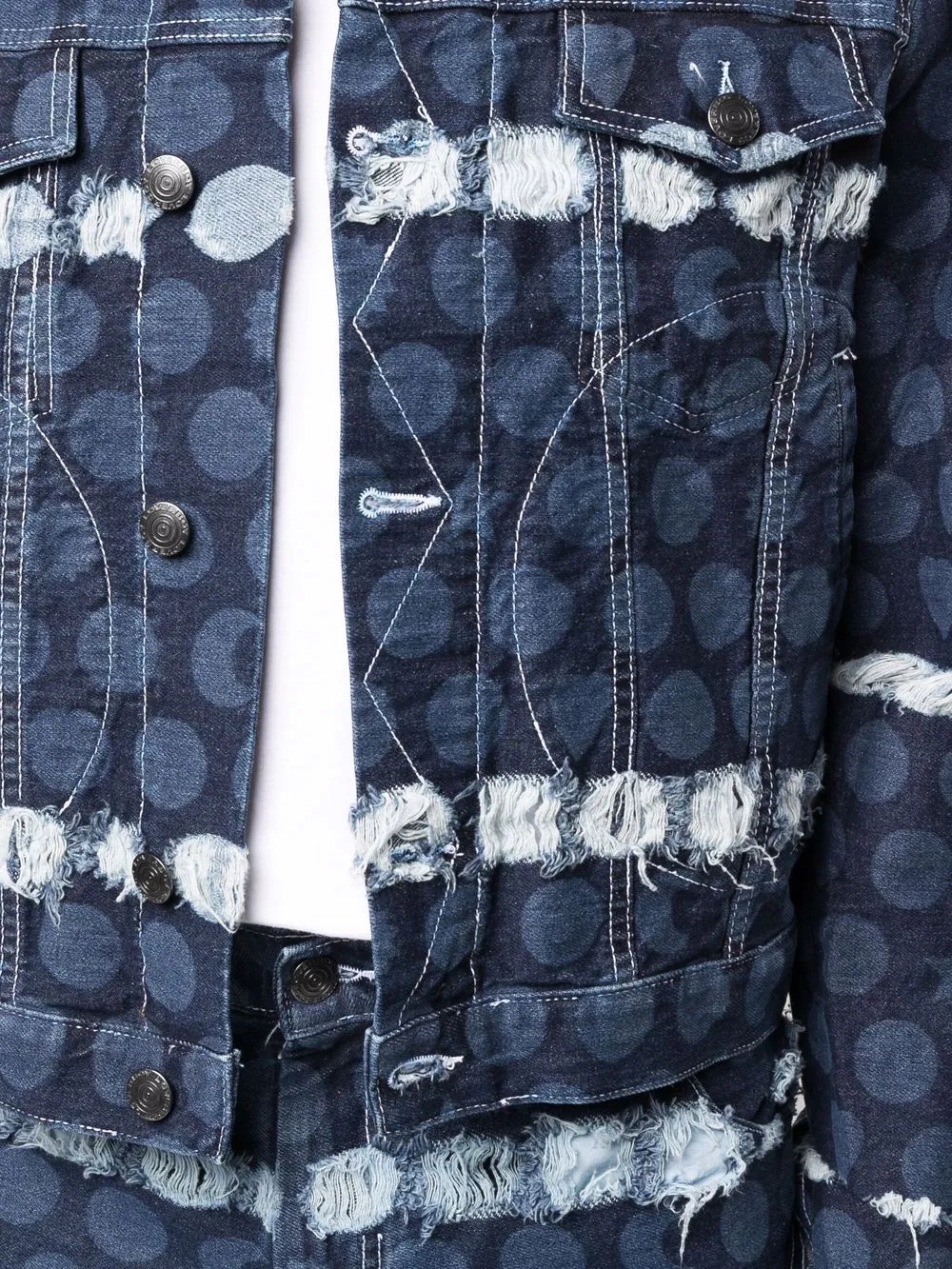 etched indigo denim jacket - 5