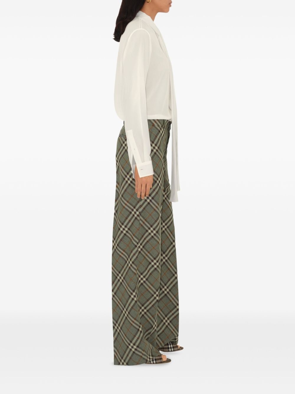 checked wool tailored trousers - 3