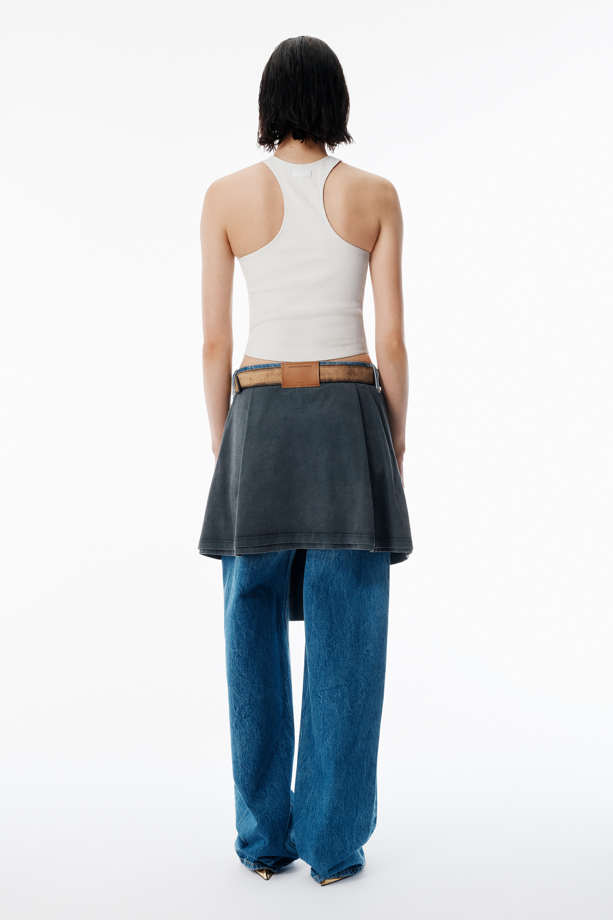 White Stretch Leather Tank - 4