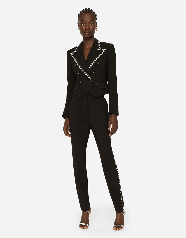 Wool Spencer-fit jacket with crystal piping - 4