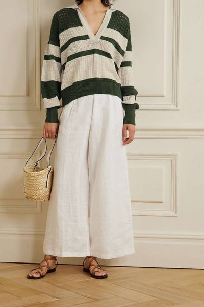 Johanna Ortiz + NET SUSTAIN Rise And Shine striped open-knit Pima cotton sweater outlook