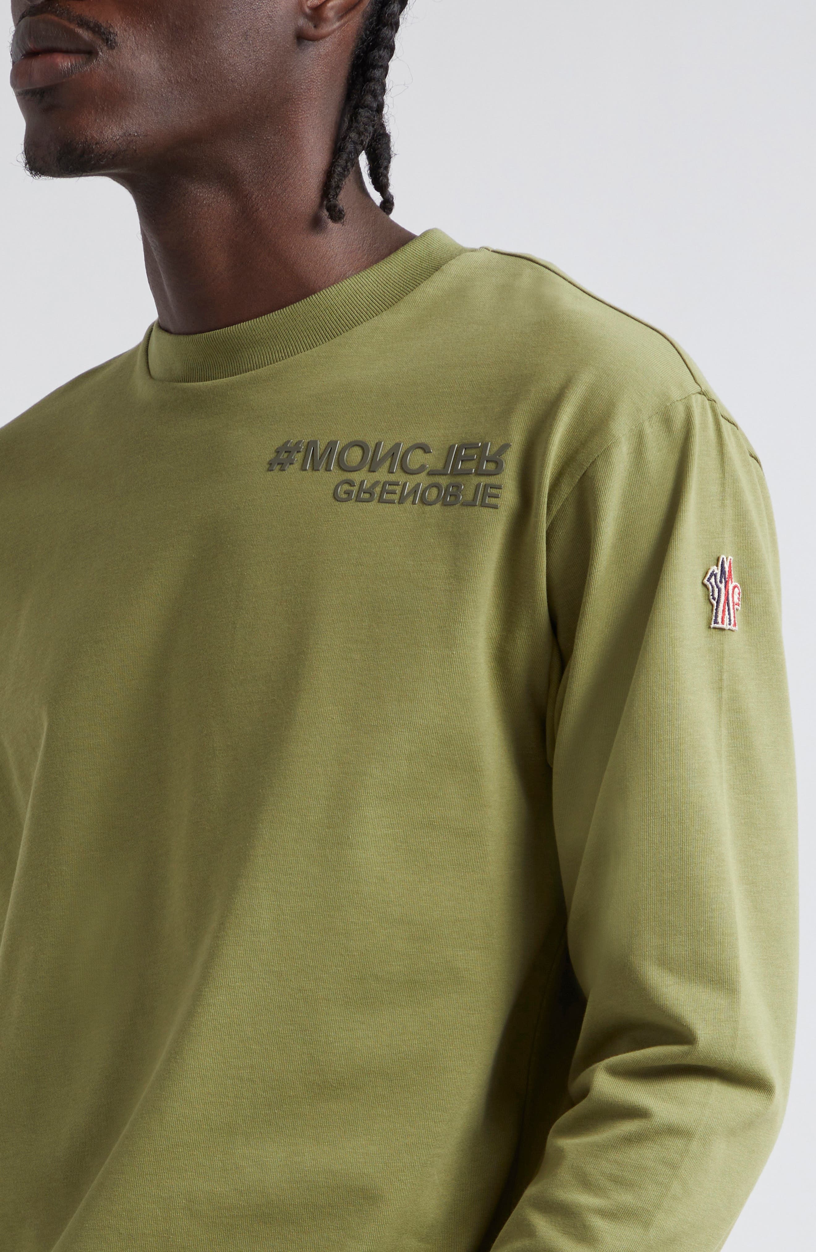 Embossed Logo Long Sleeve Cotton Graphic T-Shirt - 4