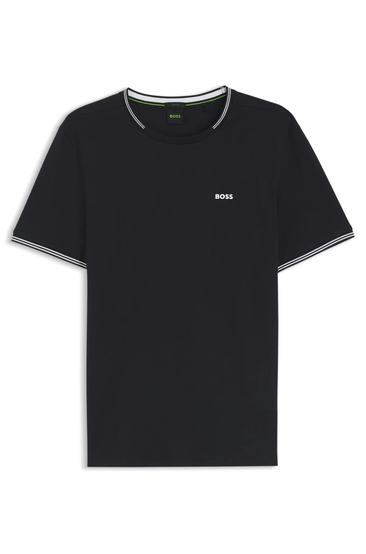 STRETCH-COTTON T-SHIRT WITH STRIPES AND LOGO - 1