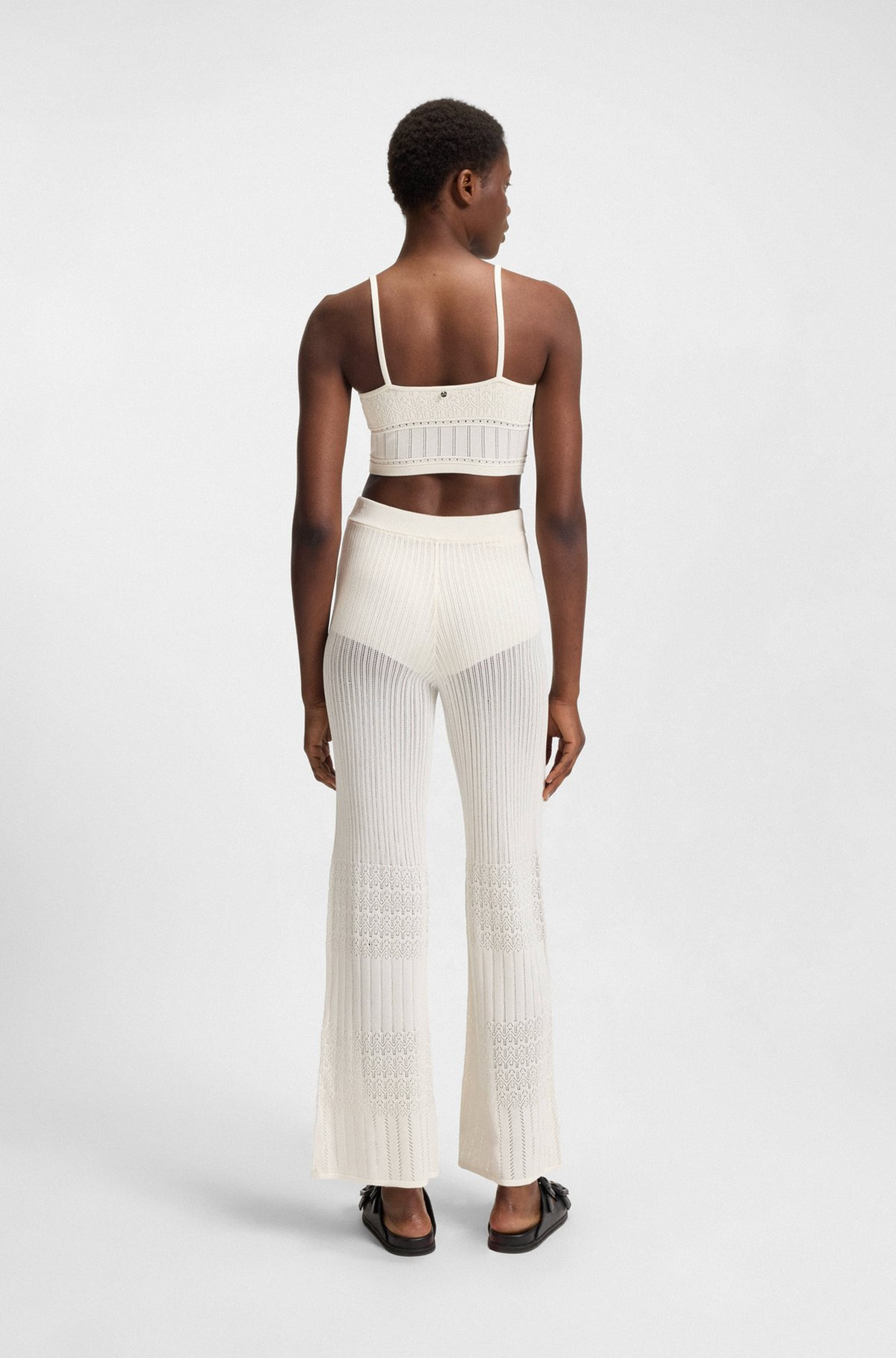 KNITTED TROUSERS IN STRETCH FABRIC WITH MIXED STRUCTURES - 4