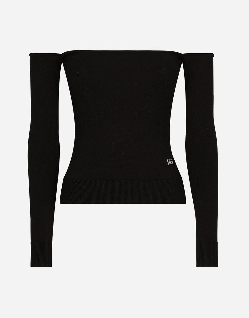 Strapless viscose sweater with muffs 1