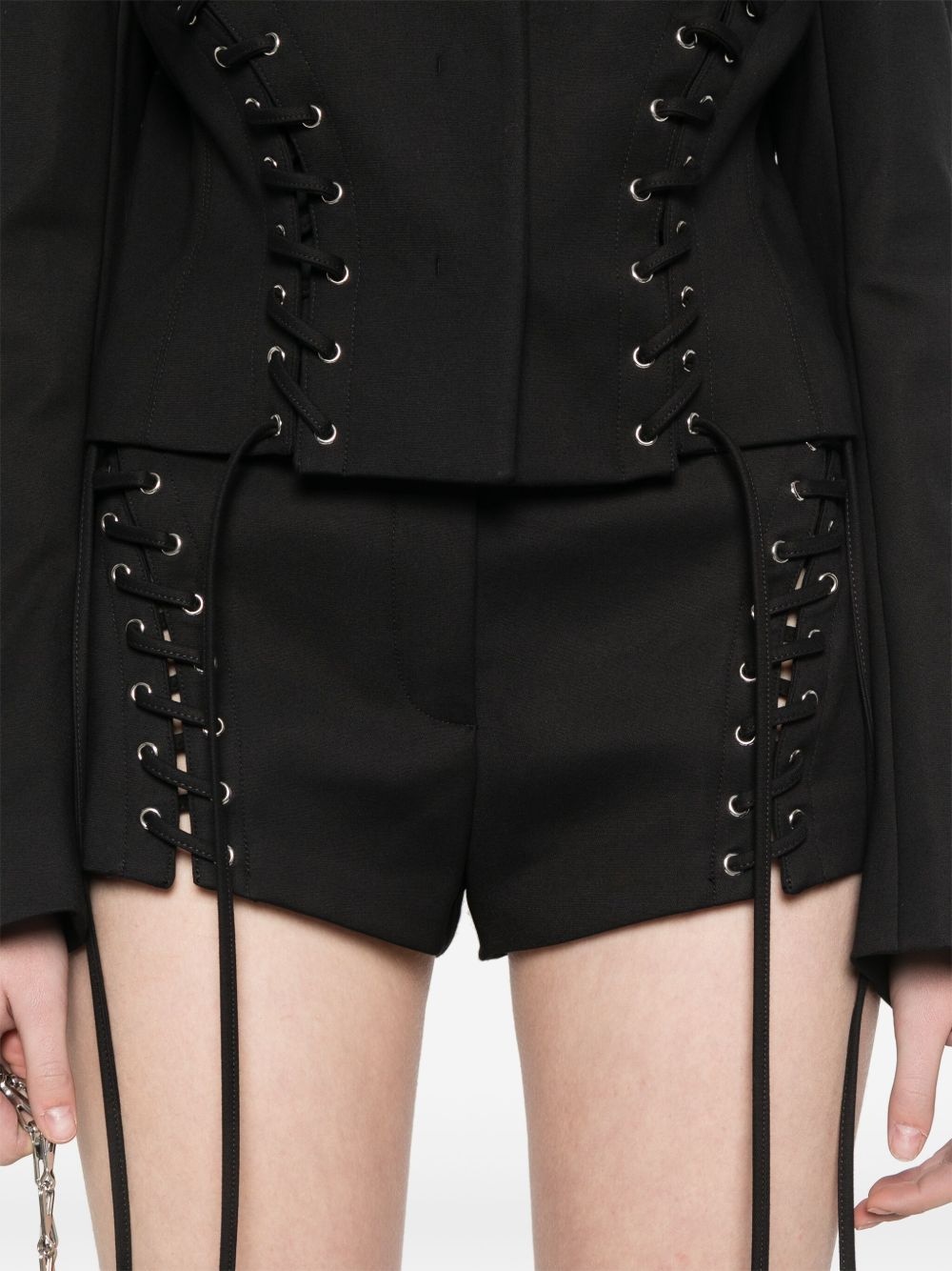 lace-up detail shorts - 5