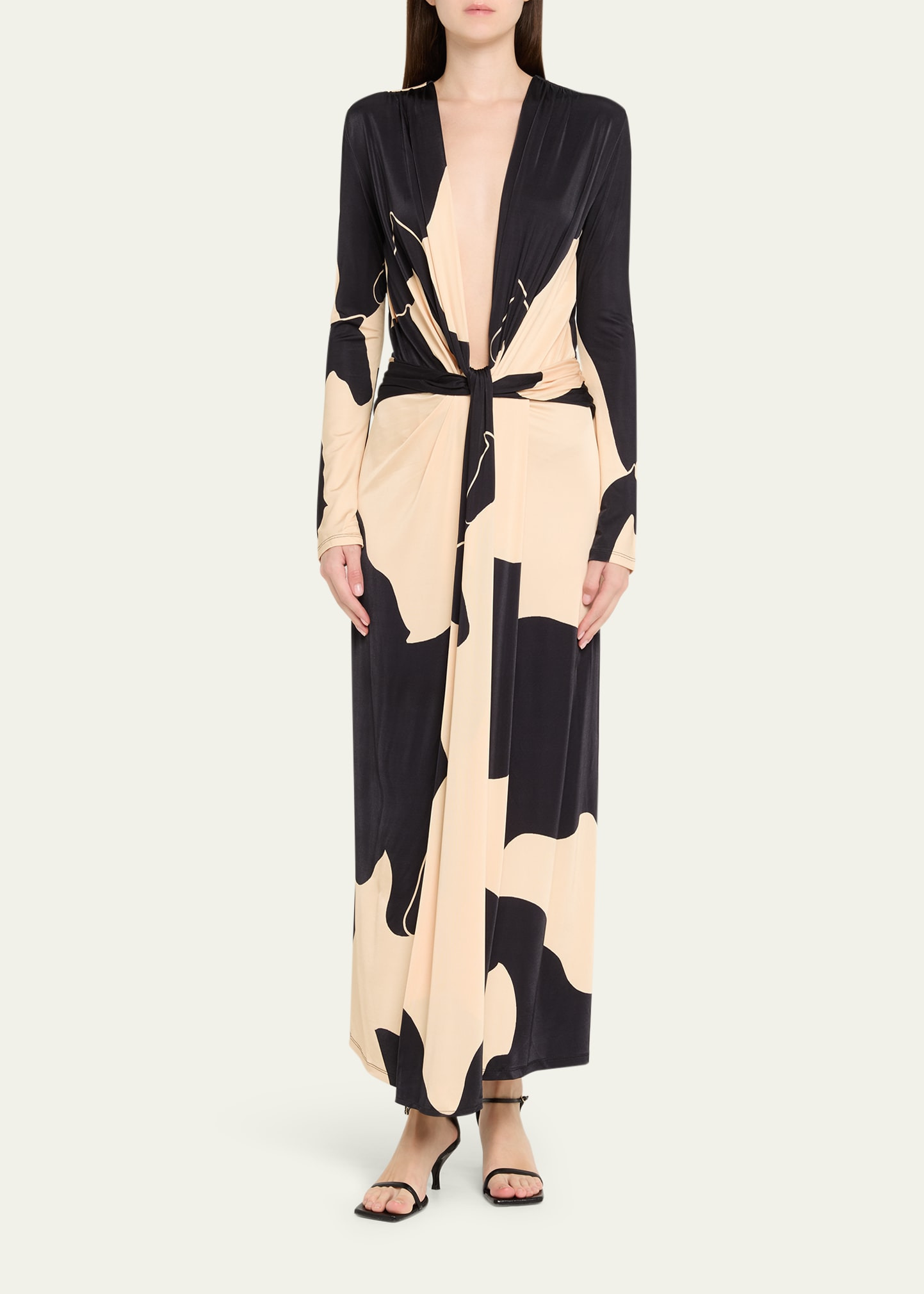 Oasis Plunging Long-Sleeve Ankle Dress - 2