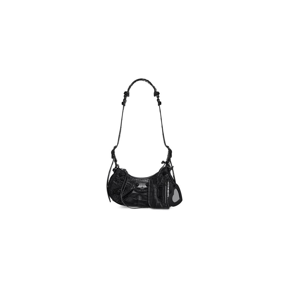 Women's Le Cagole Xs Shoulder Bag Crocodile Embossed in Black - 1