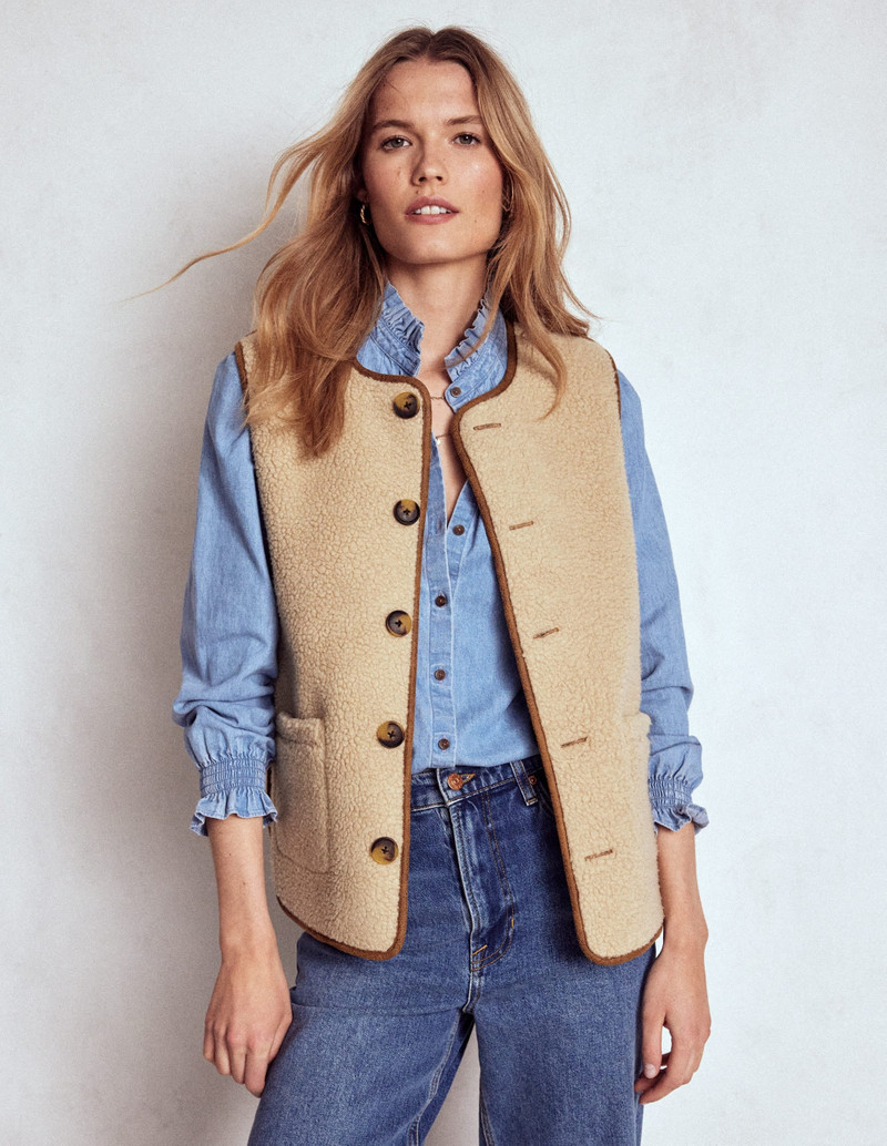 Clerkenwell Reversible Gilet-Hazelnut Brown, Natural 6