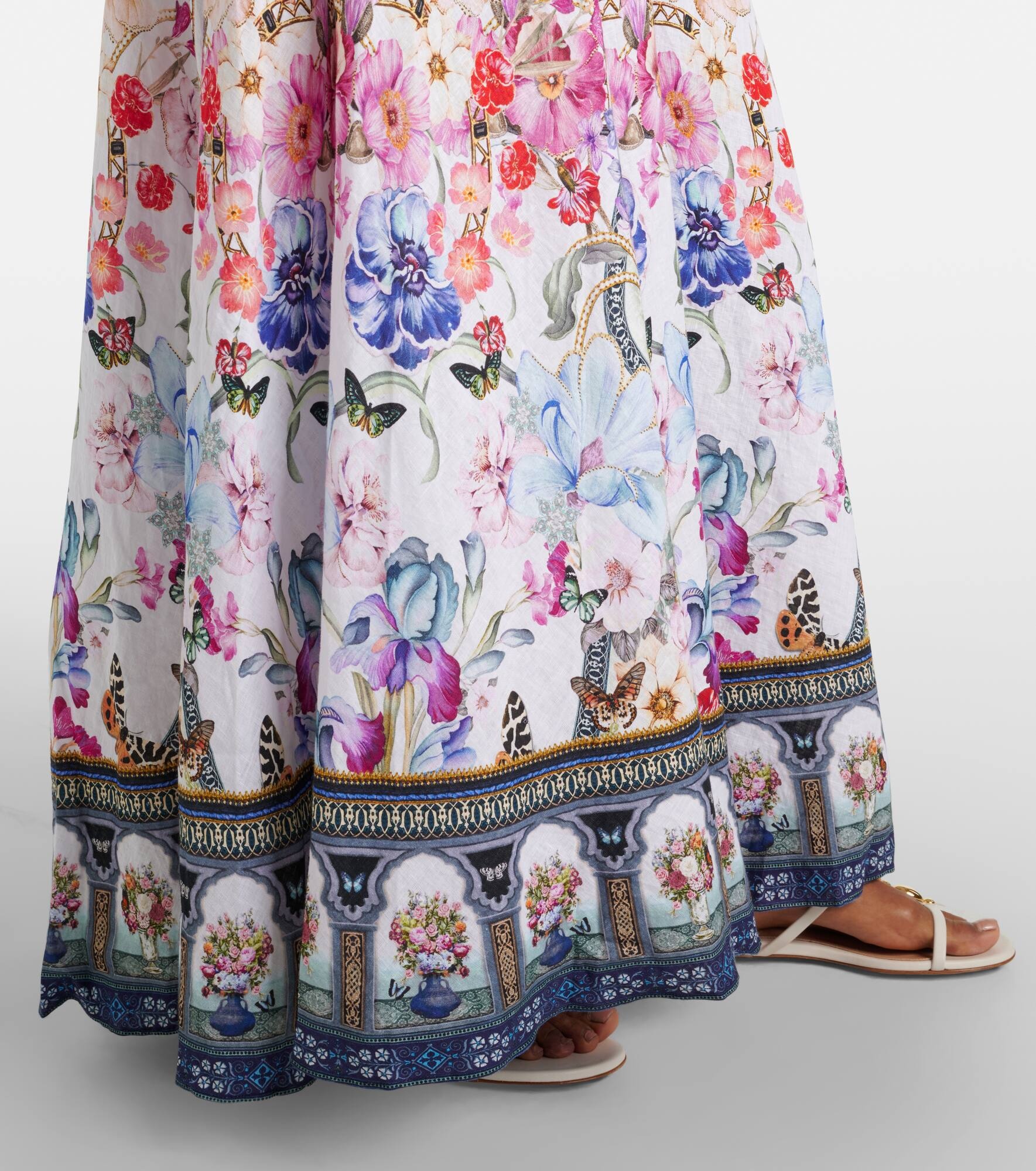 Crystal-embellished linen maxi skirt - 5
