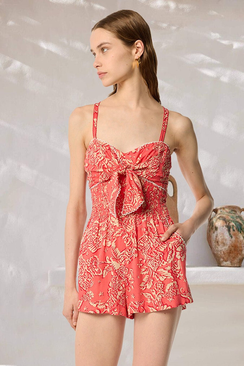Short Jumpsuit Claudia - Pink Oriental Foulard 1