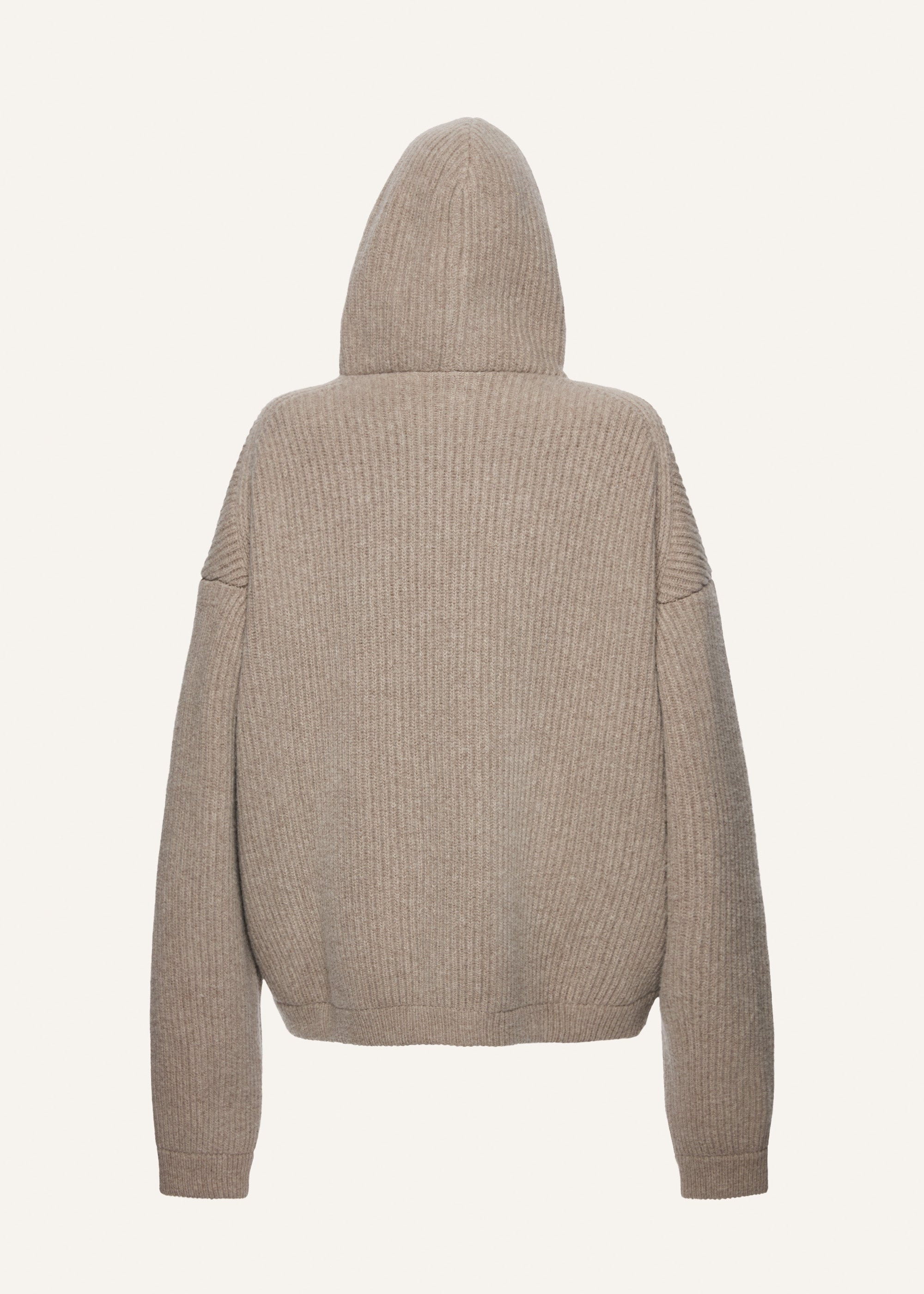 Hooded knit cardigan in taupe - 2