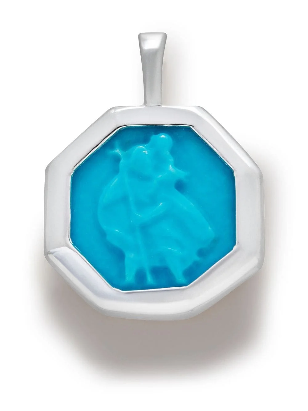 St Christopher turquoise pendant charm - 1